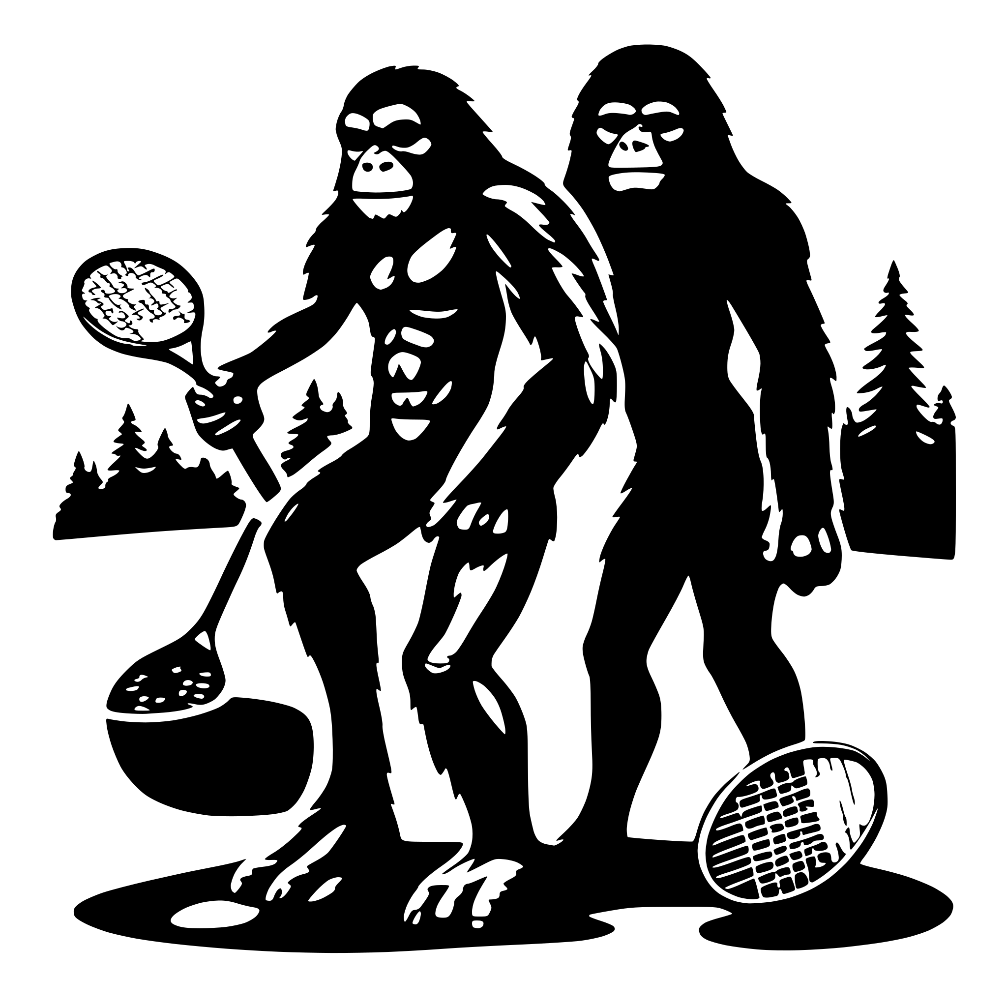 AI-generated SVG of a Sasquatch with tennis racket