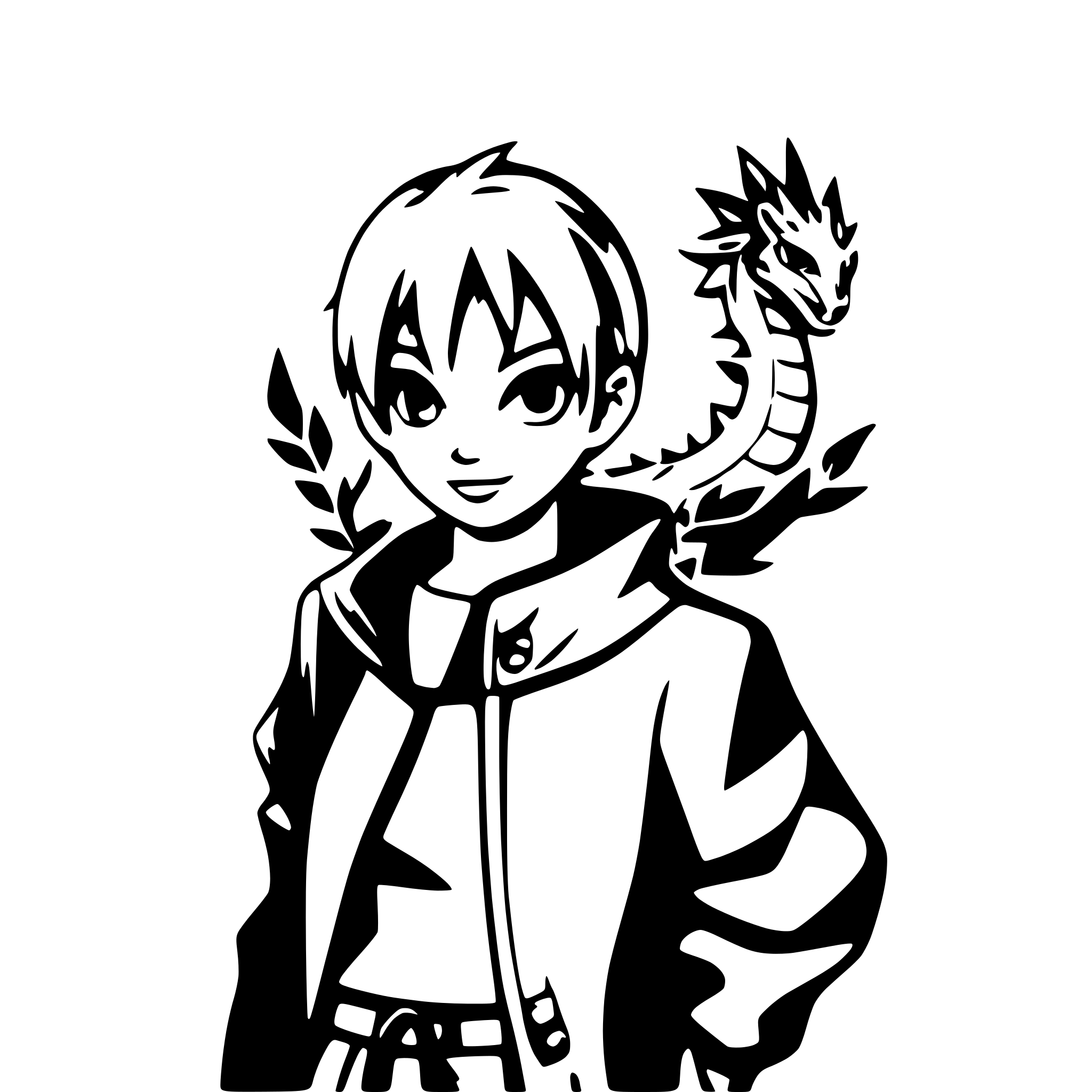 AI-generated SVG of 'boy with fire dragon'