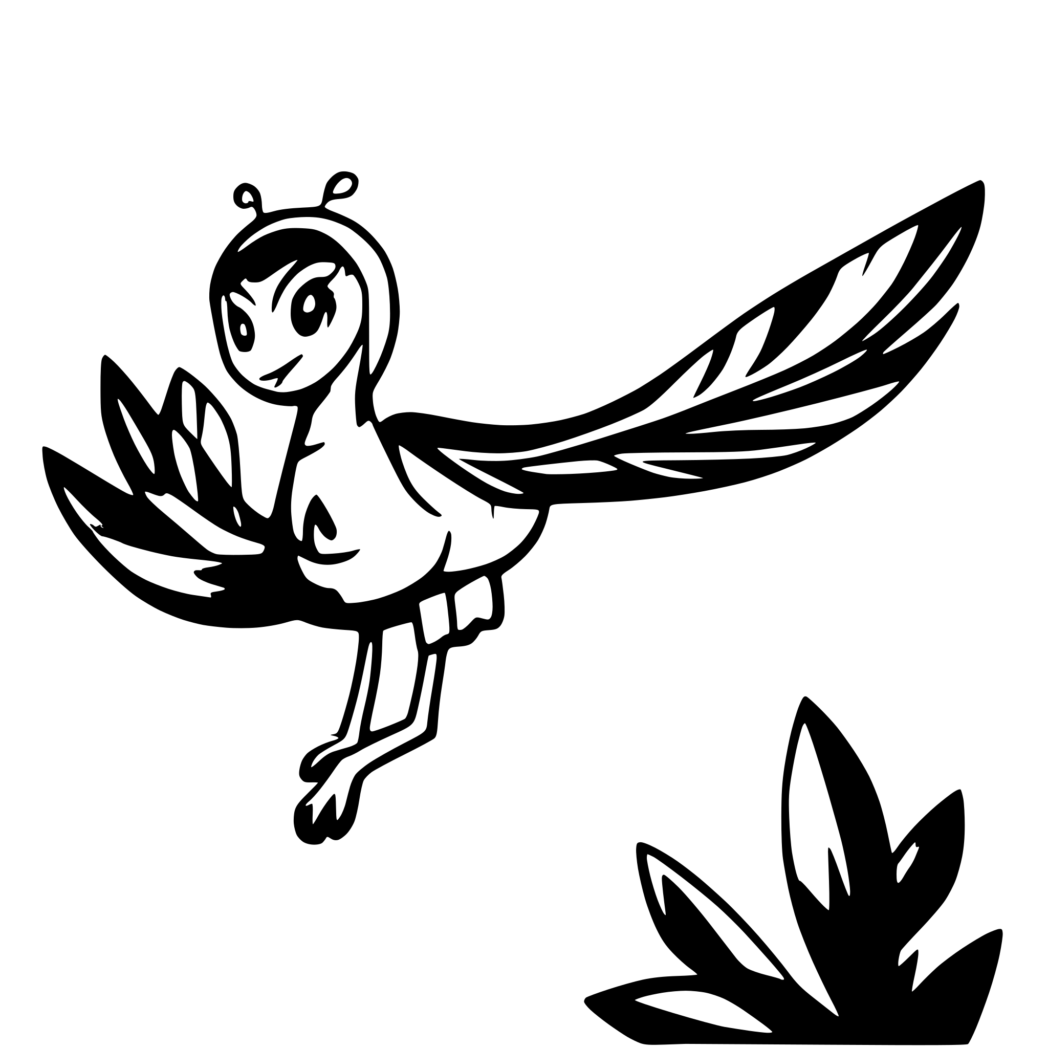 AI-generated SVG of 'Peacock flying in the sky'