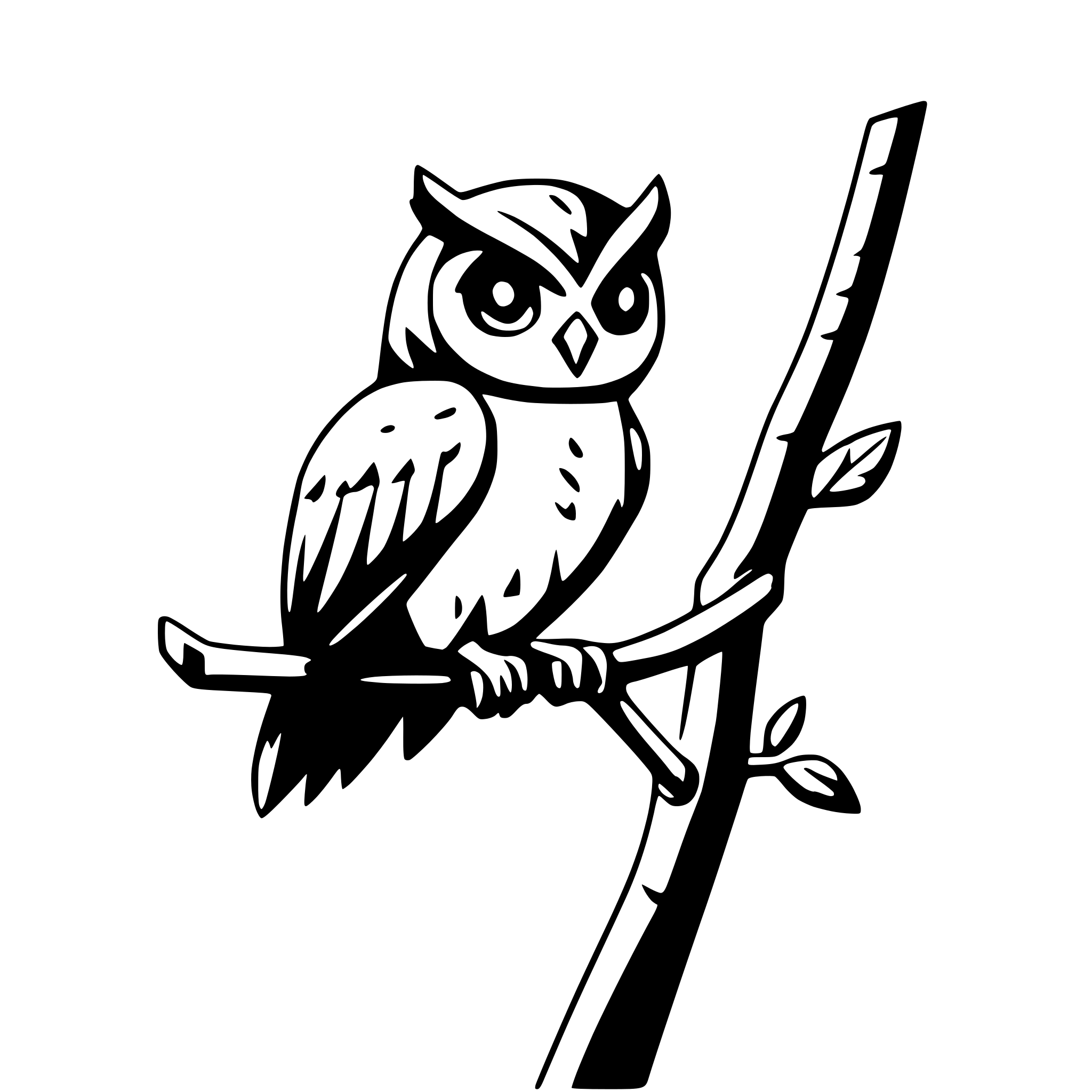 AI-generated SVG of 'owl perched on a branch'