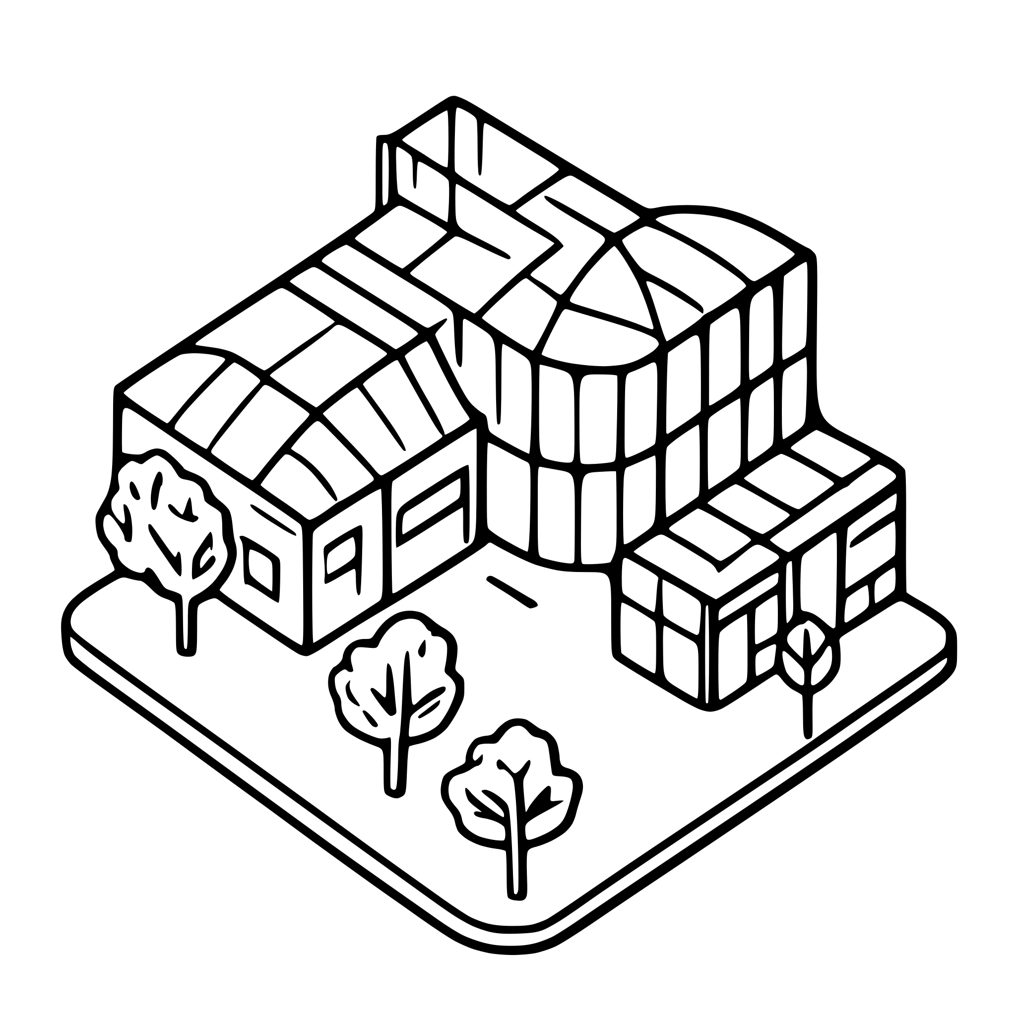 AI-generated SVG of a isometric warehouse outline