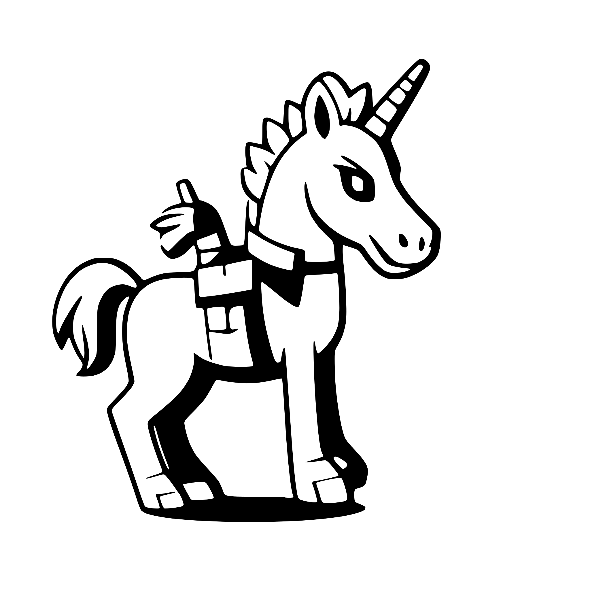 AI-generated SVG of 'Deadpool on unicorn'