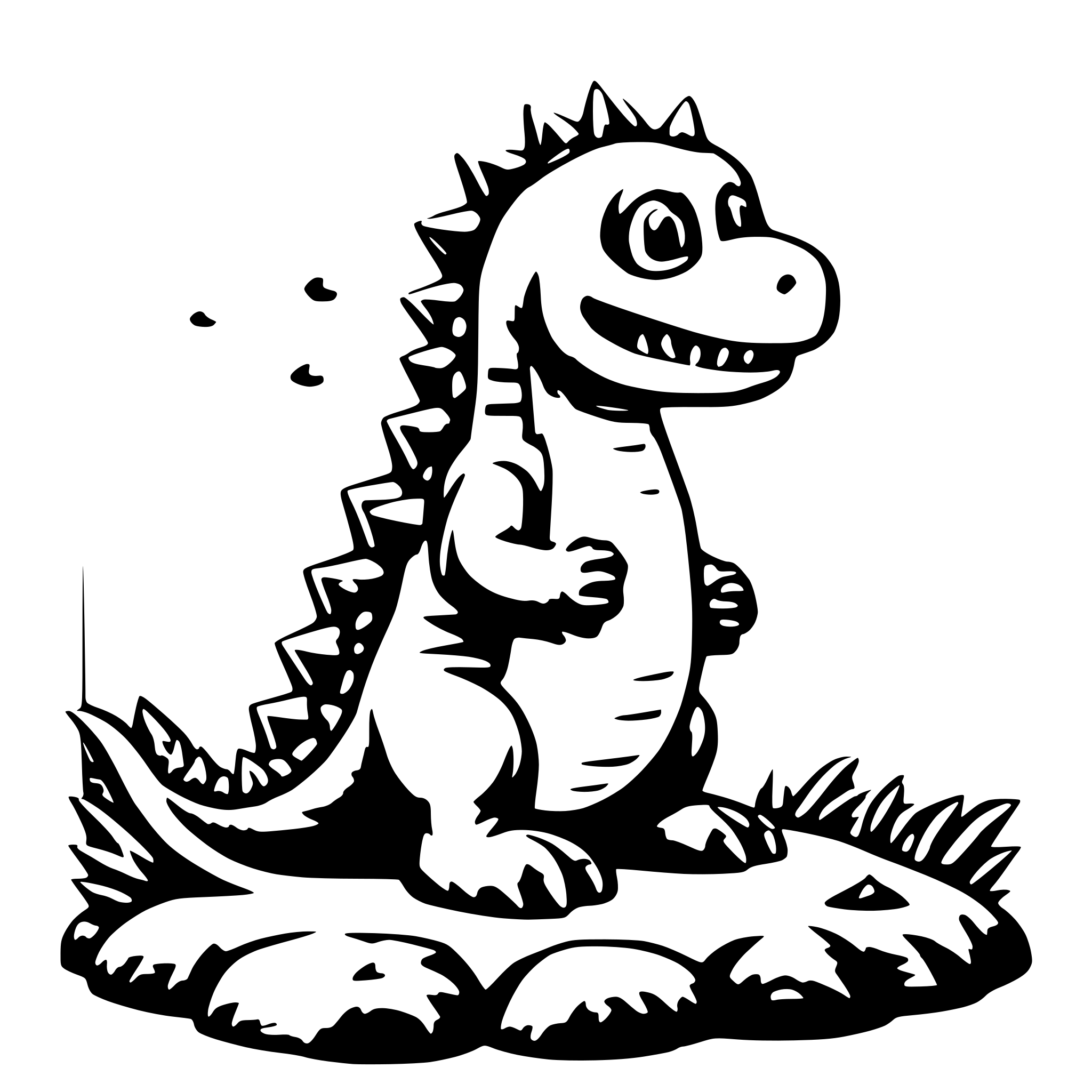 AI-generated SVG of a cute baby godzilla