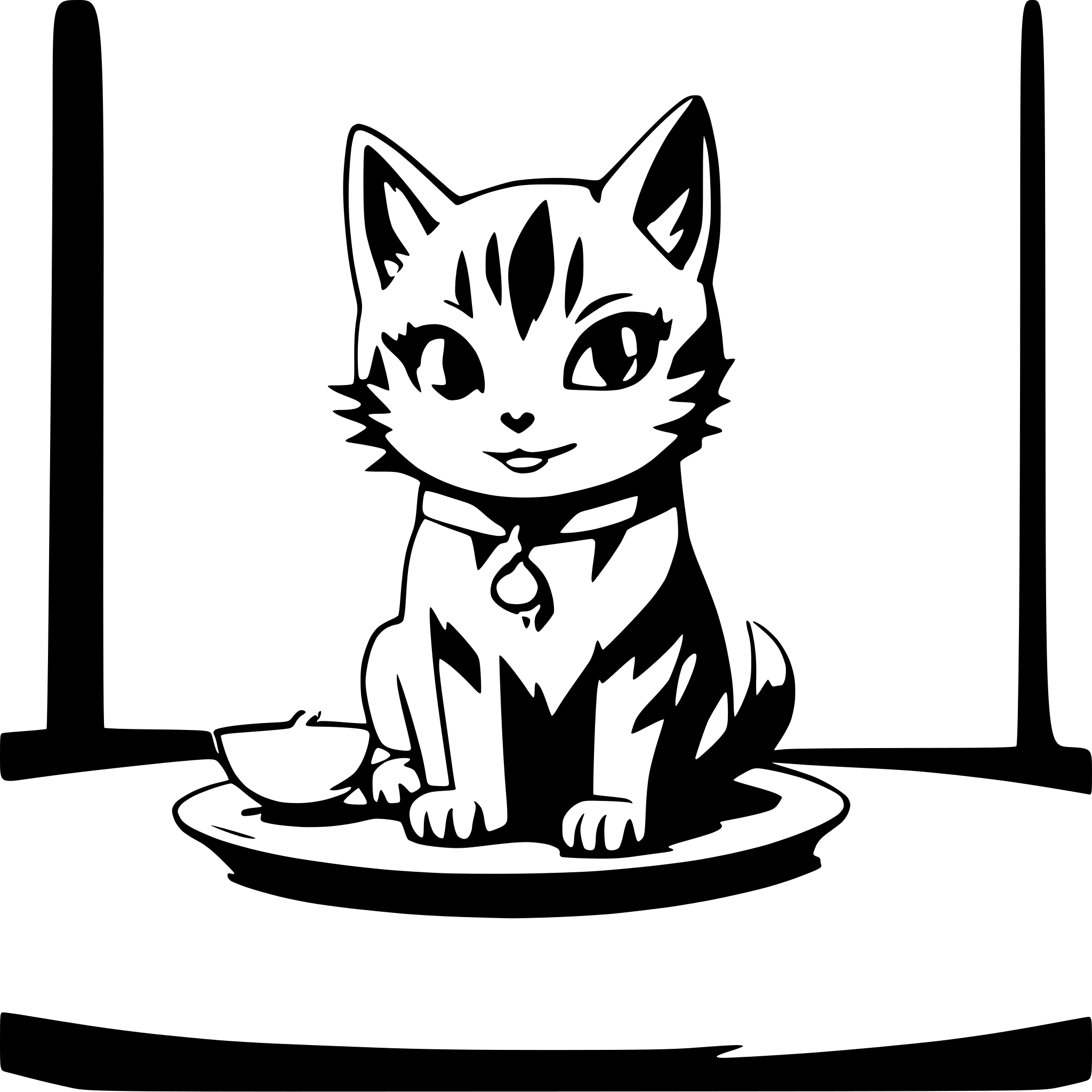 AI-generated SVG of a Cat sitting on table manga style