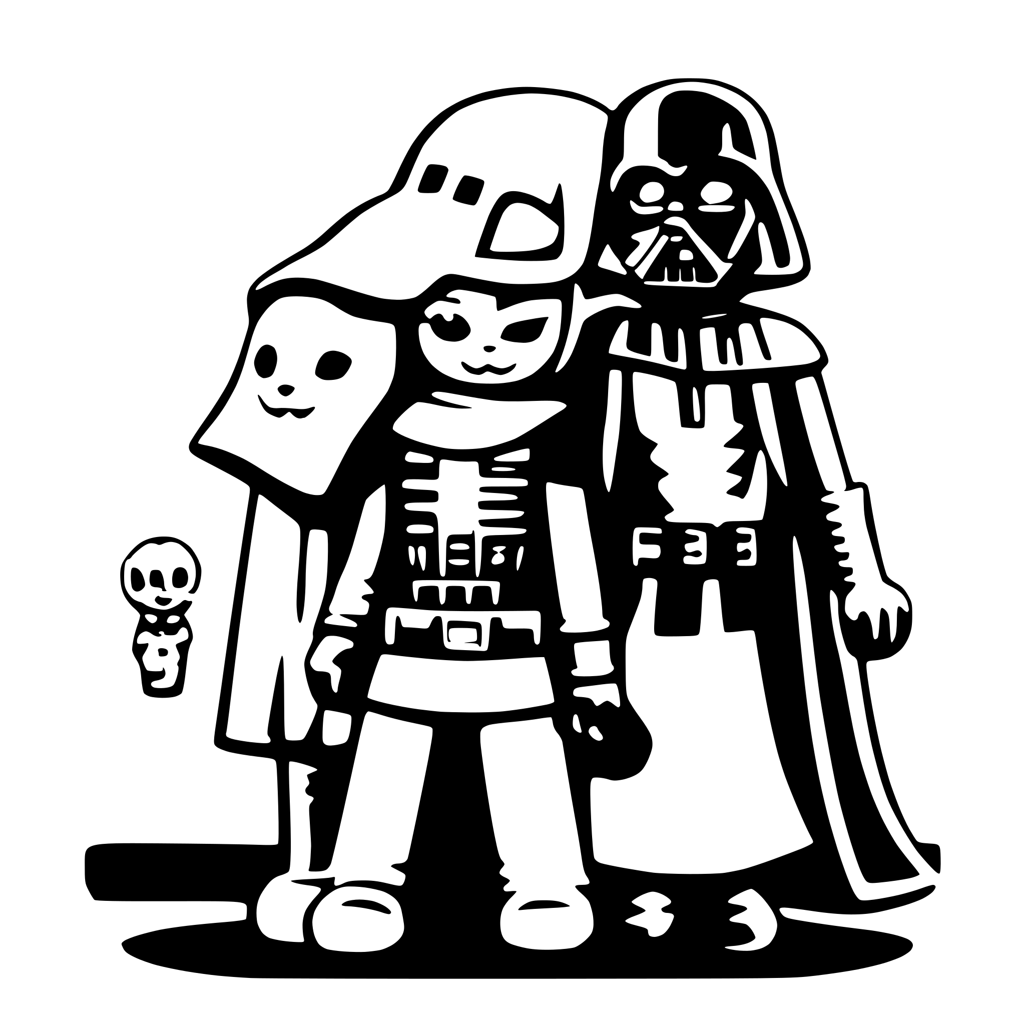 AI-generated SVG of a darth vader and hello kitty