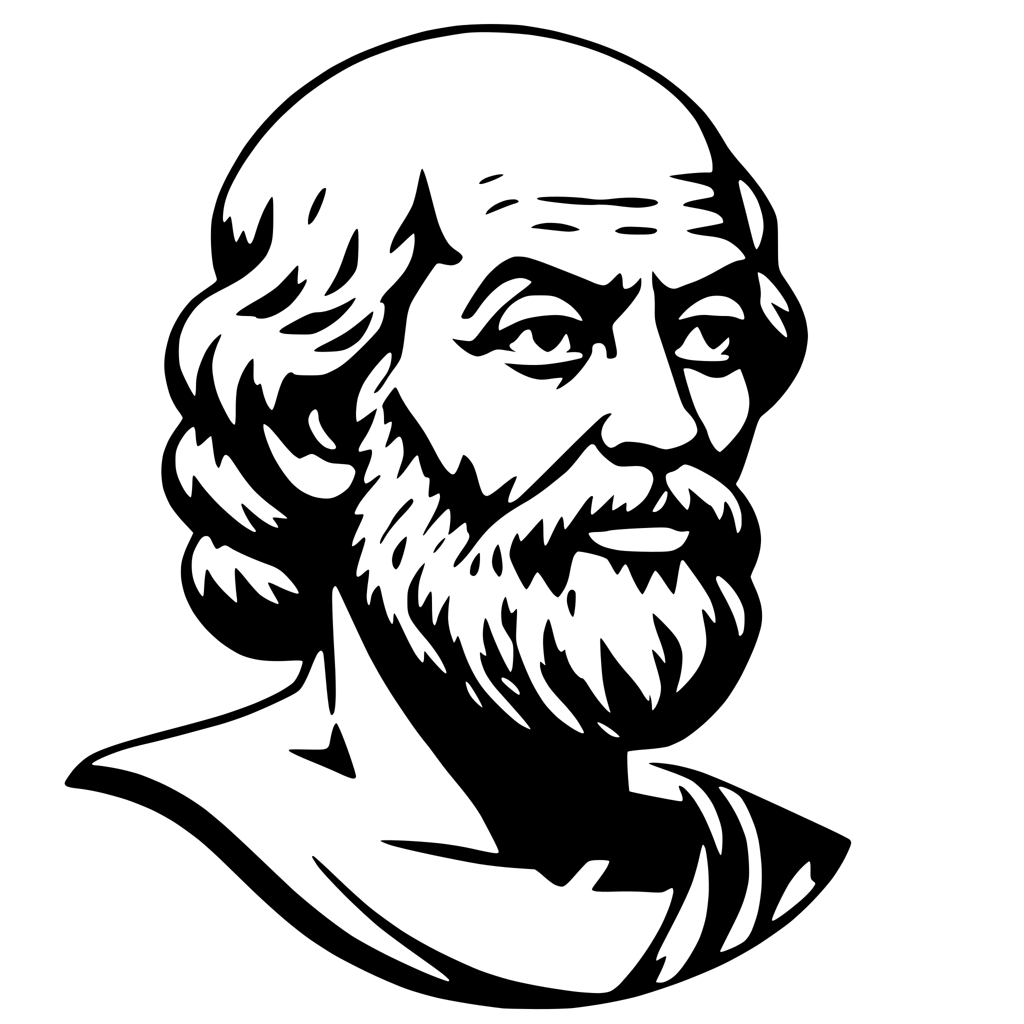 AI-generated SVG of a Socrates smiling looking left
