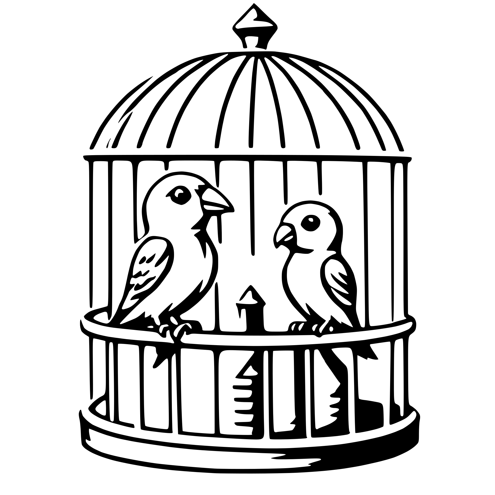 AI-generated SVG of a lovebirds in cage