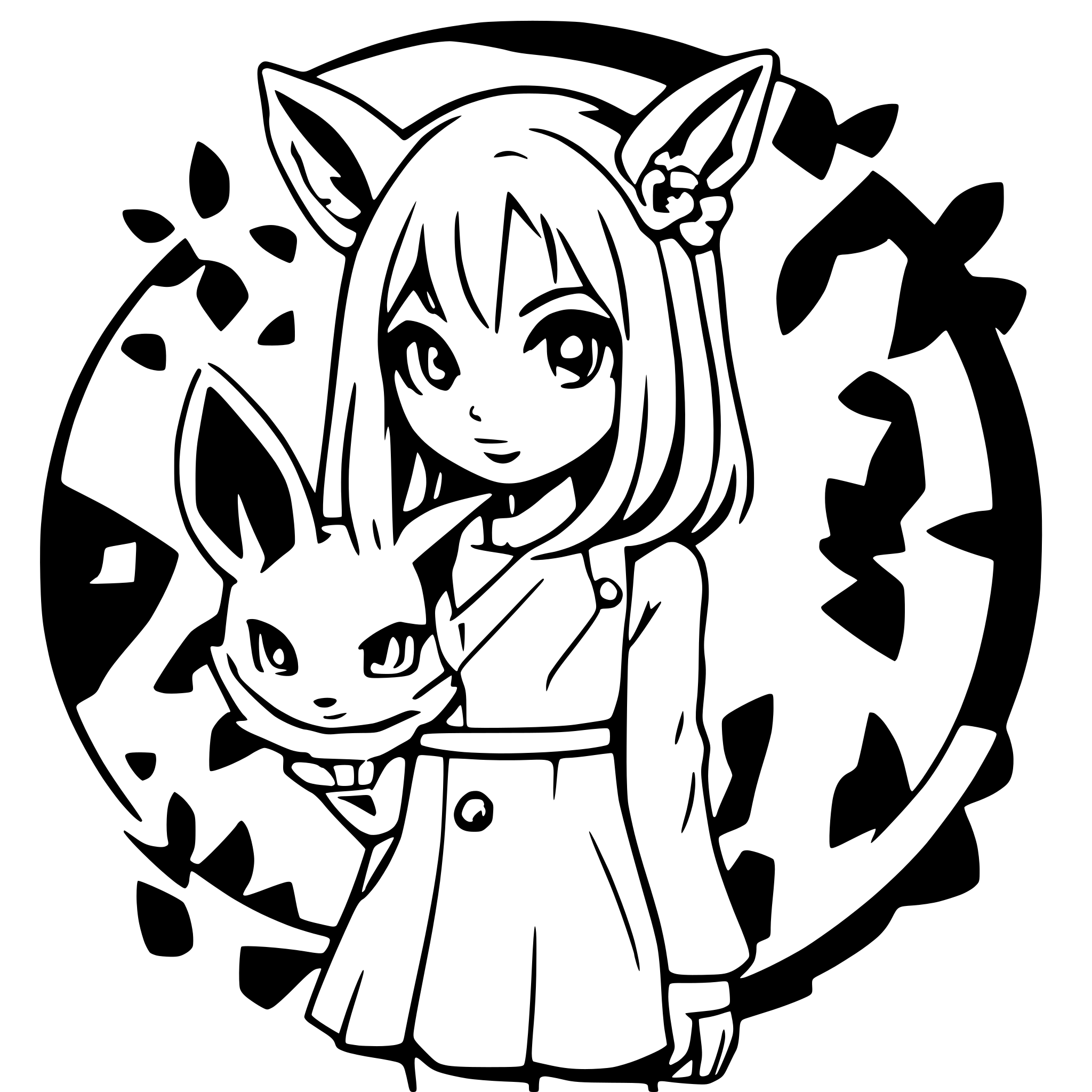 AI-generated SVG of a Anthromorphic humanoid eevee, full body, third person, colored,