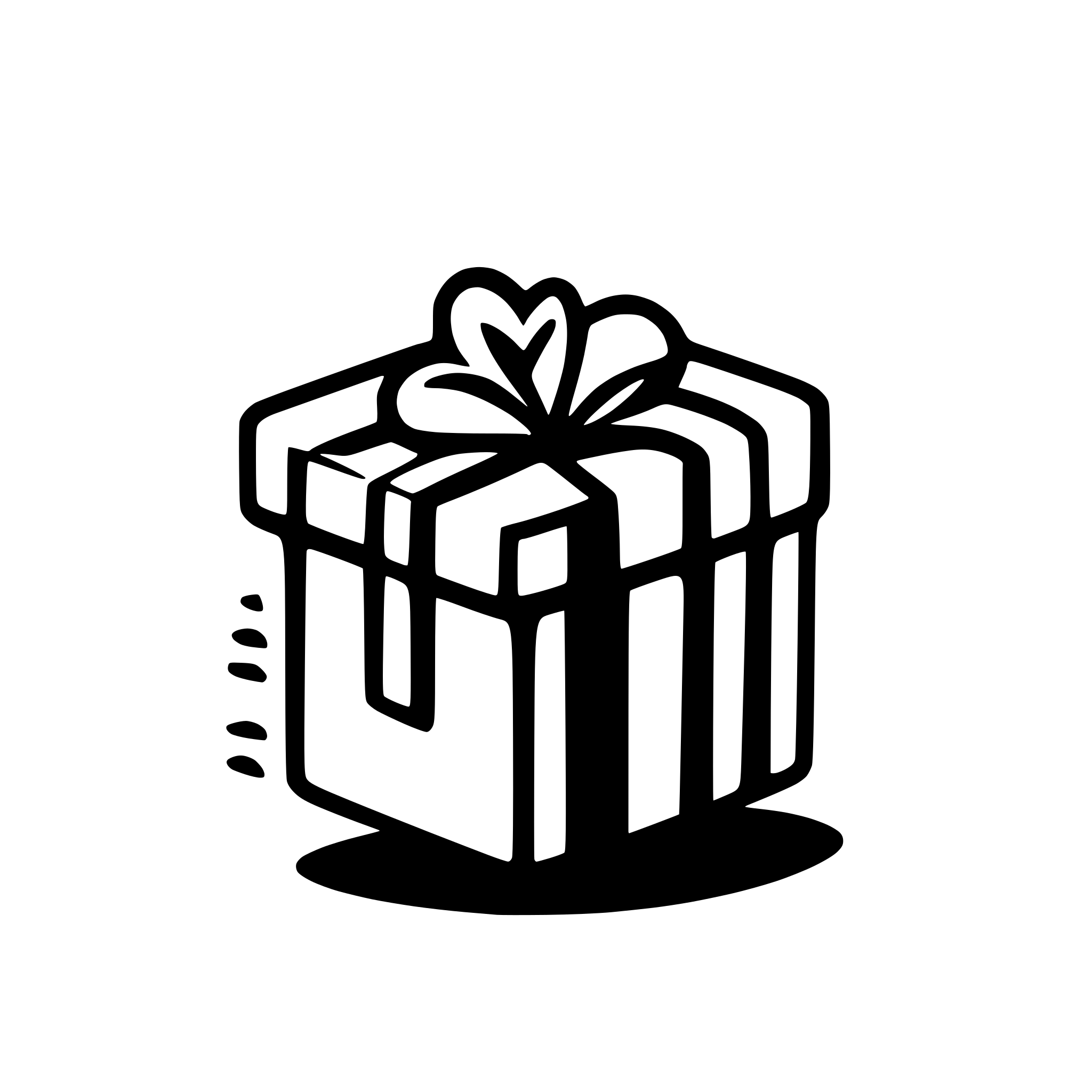 AI-generated SVG of a A cute and colorful logo for a website focused on collaborative gift-giving. The logo should feature a fun, stylized gift box with a bow on top, and a heart inside the box.. The design should be playful and appeal to a young audience, with vibrant, friendly colors