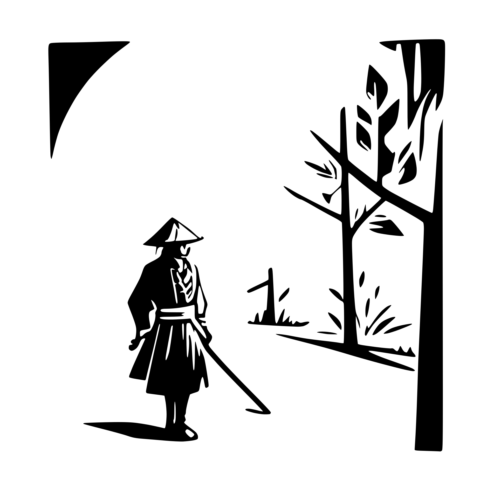 AI-generated SVG of a old samurai side view, nostalgic