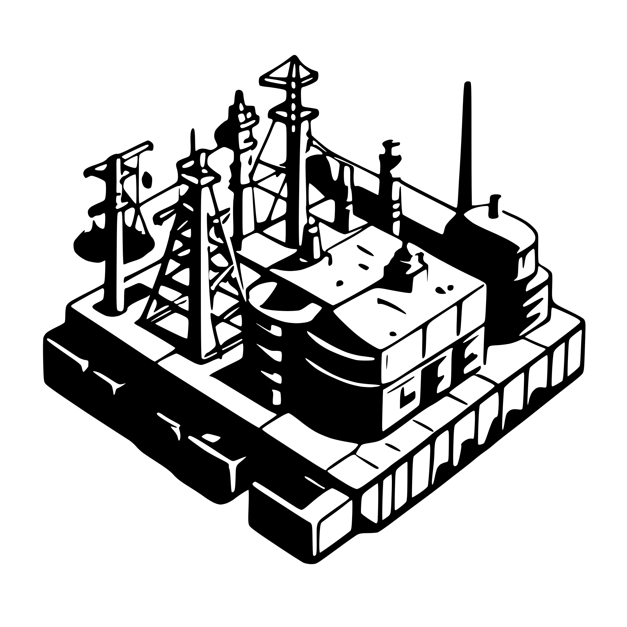 AI-generated SVG of a top view of a large area energy distribution substation