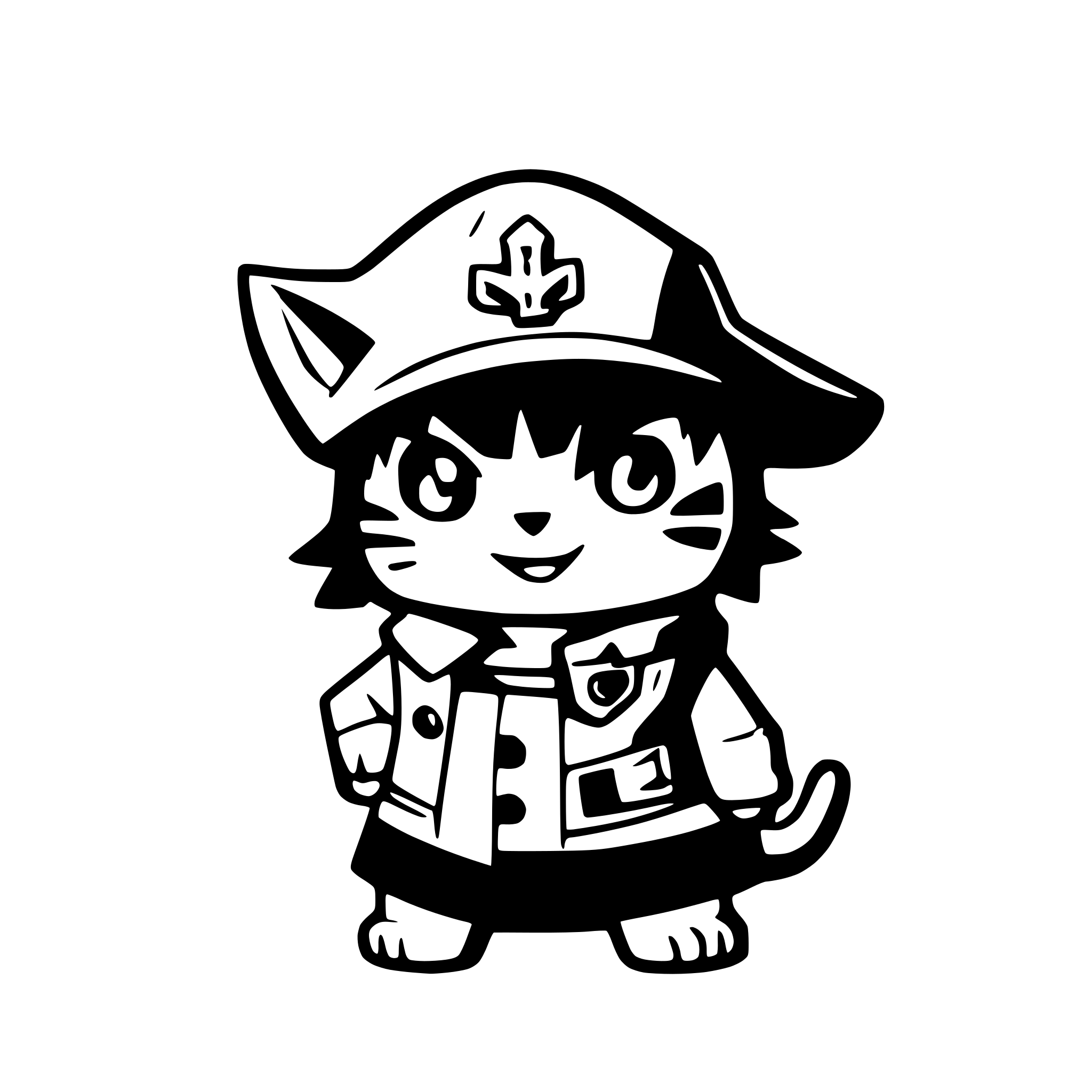 AI-generated SVG of a kawai pirate cat wearing a pirate hat