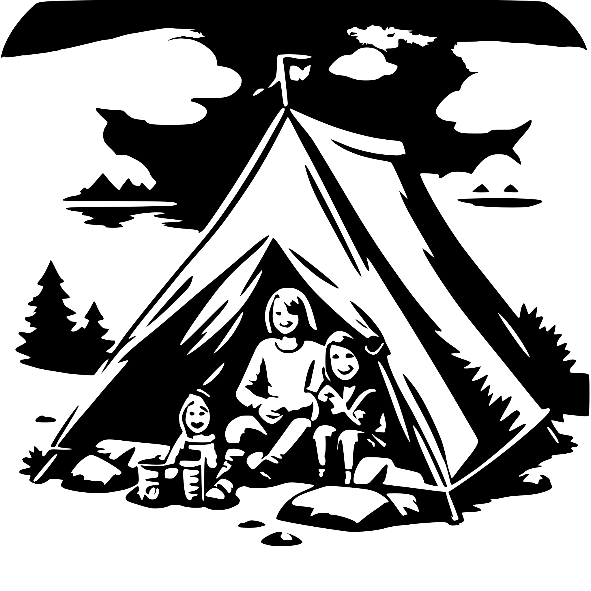 AI-generated SVG of a camping in a happy tent