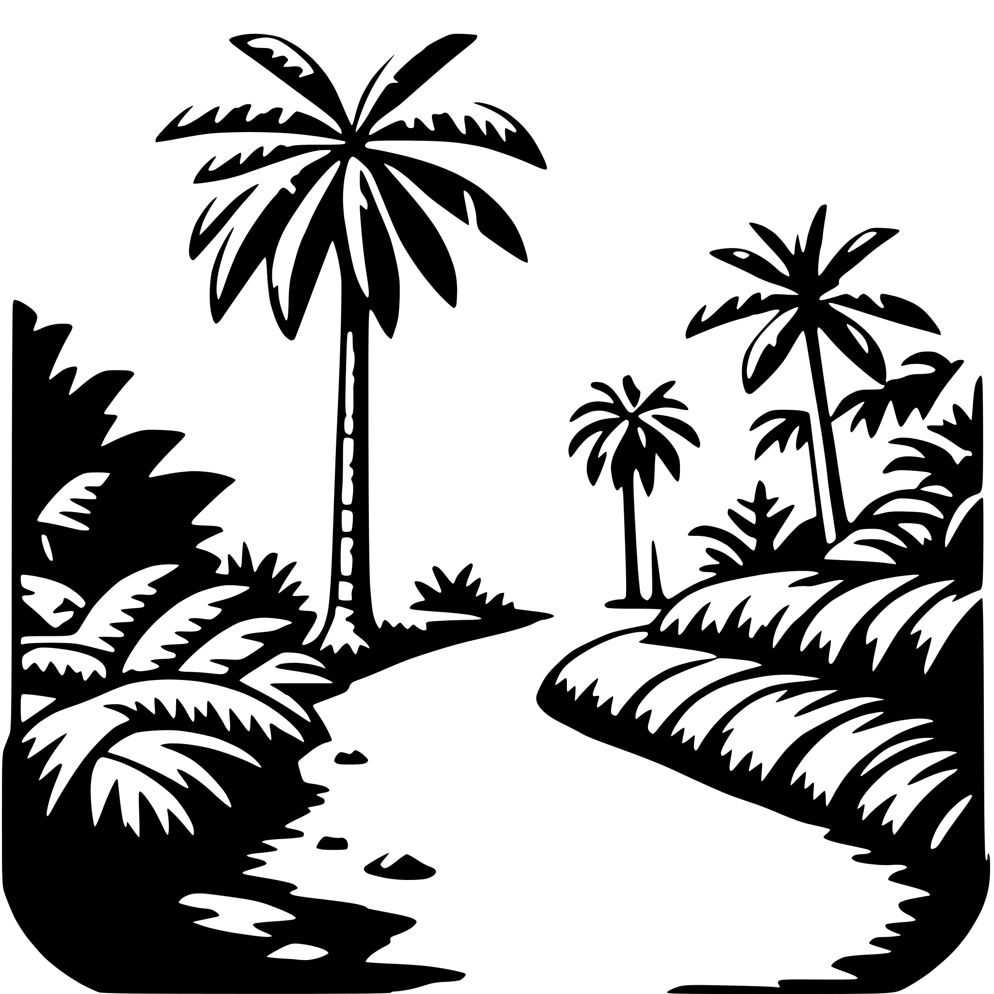 AI-generated SVG of 'tropical rainforest trek'