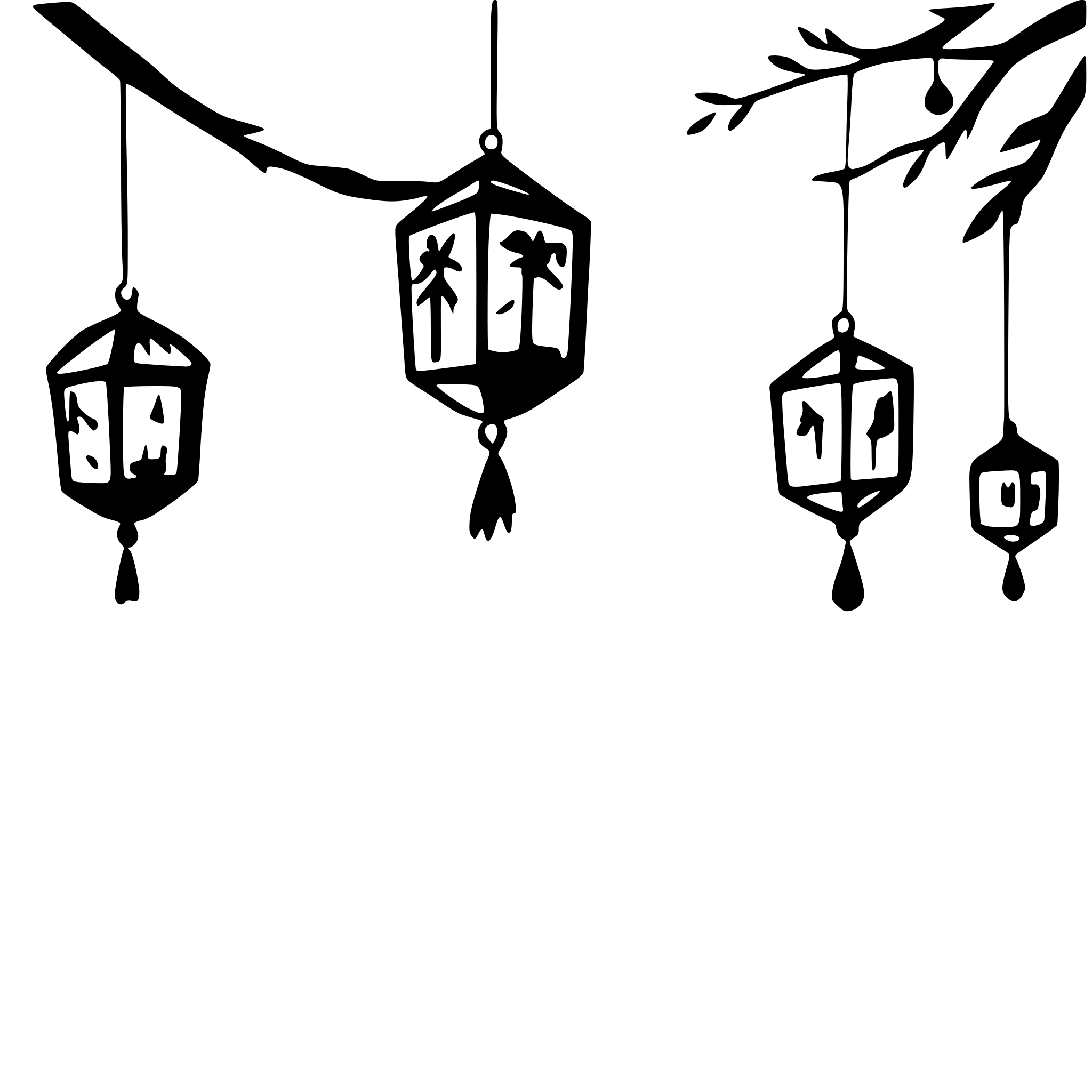 AI-generated SVG of a lanterns hanging from branches