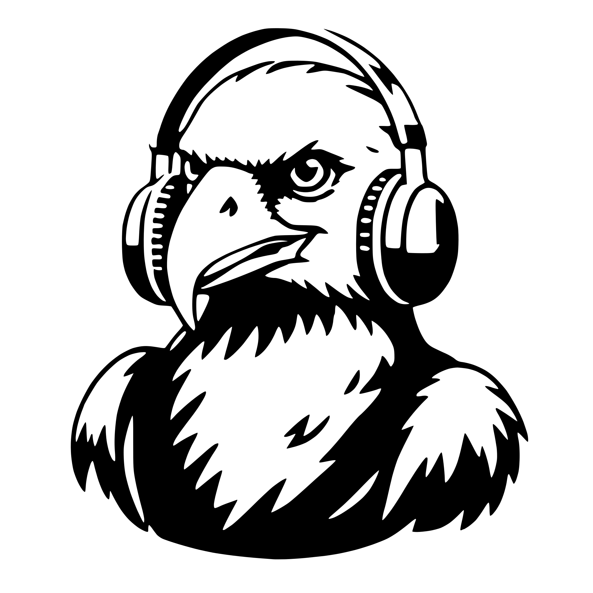 AI-generated SVG of 'eagle with earmuffs'