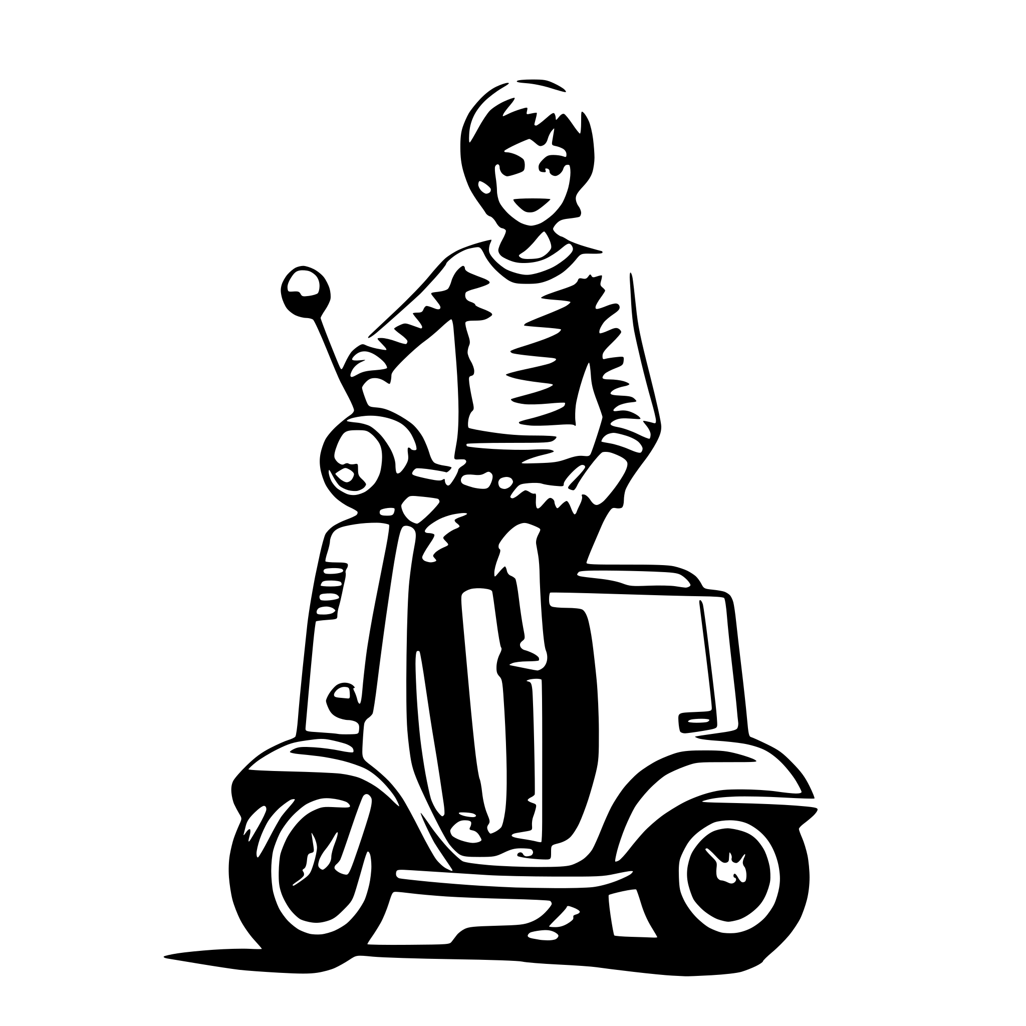 AI-generated SVG of 'junge mit scooter strich'