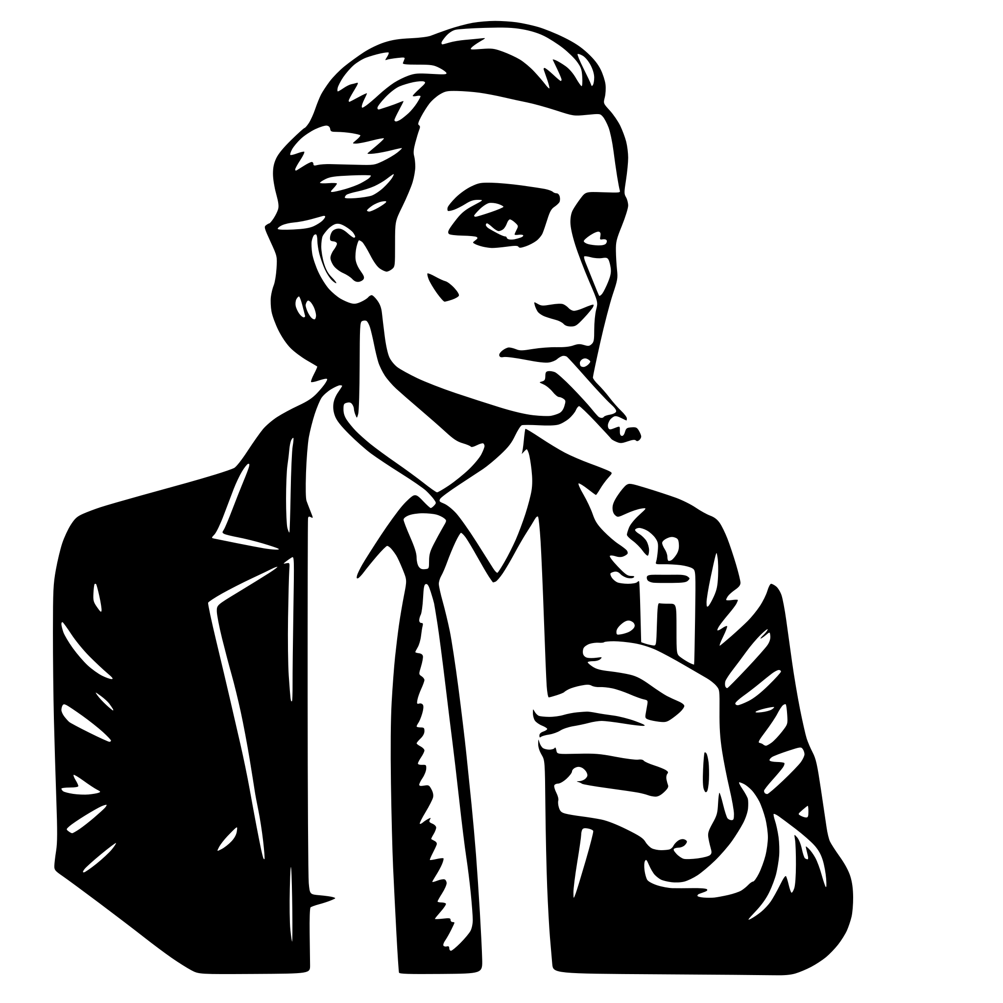 AI-generated SVG of a a man in suit smoking