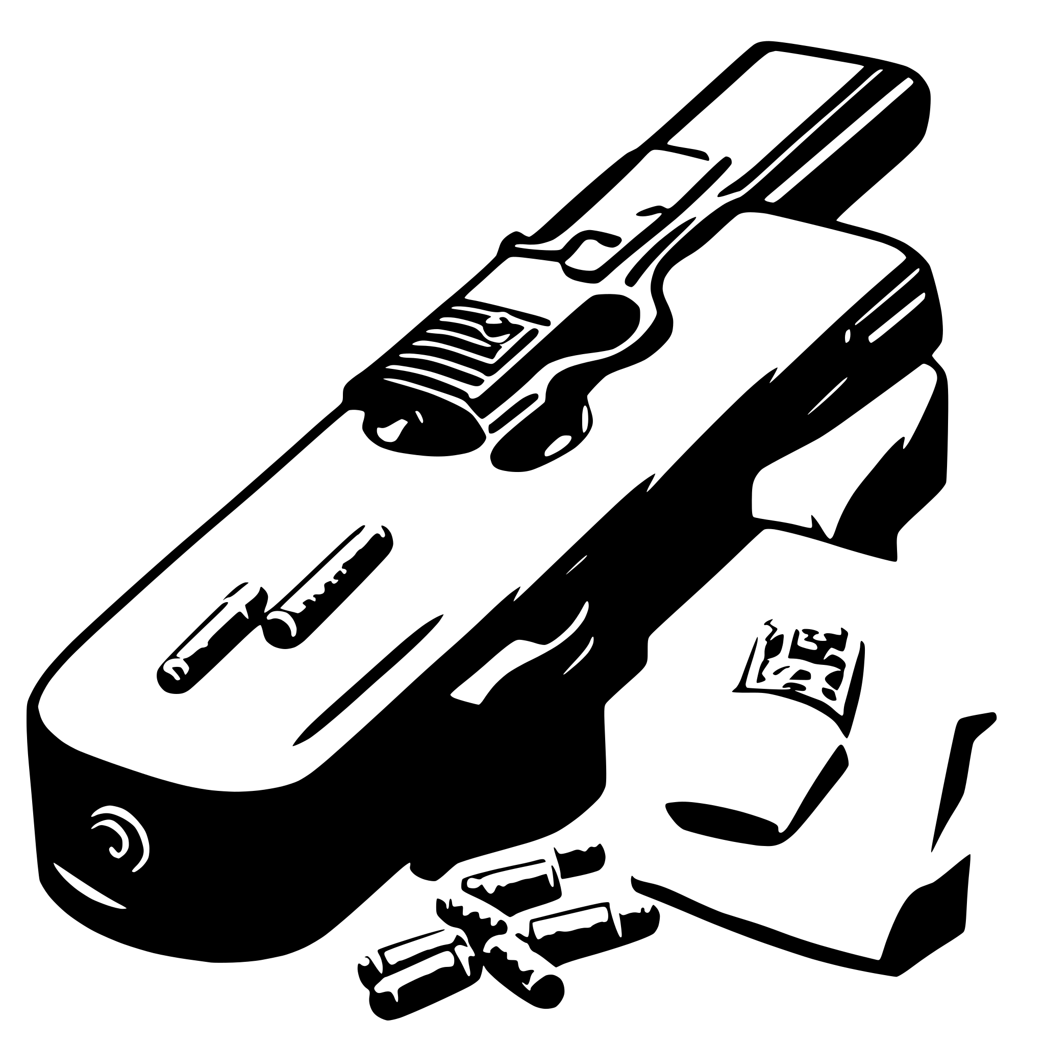 AI-generated SVG of 'simple image of a handgun and a bag of drugs'