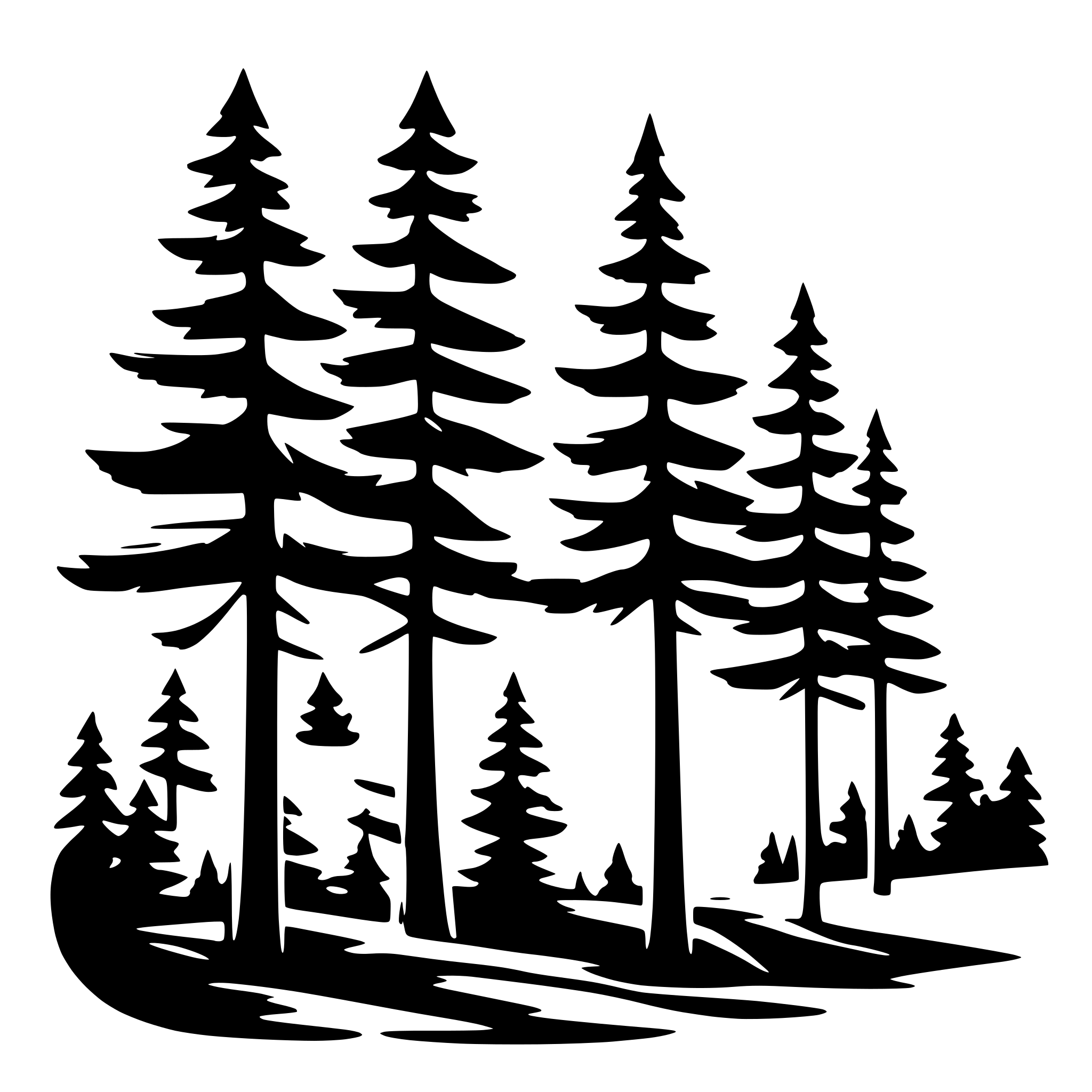 AI-generated SVG of 'forest scene, pines, many needles'