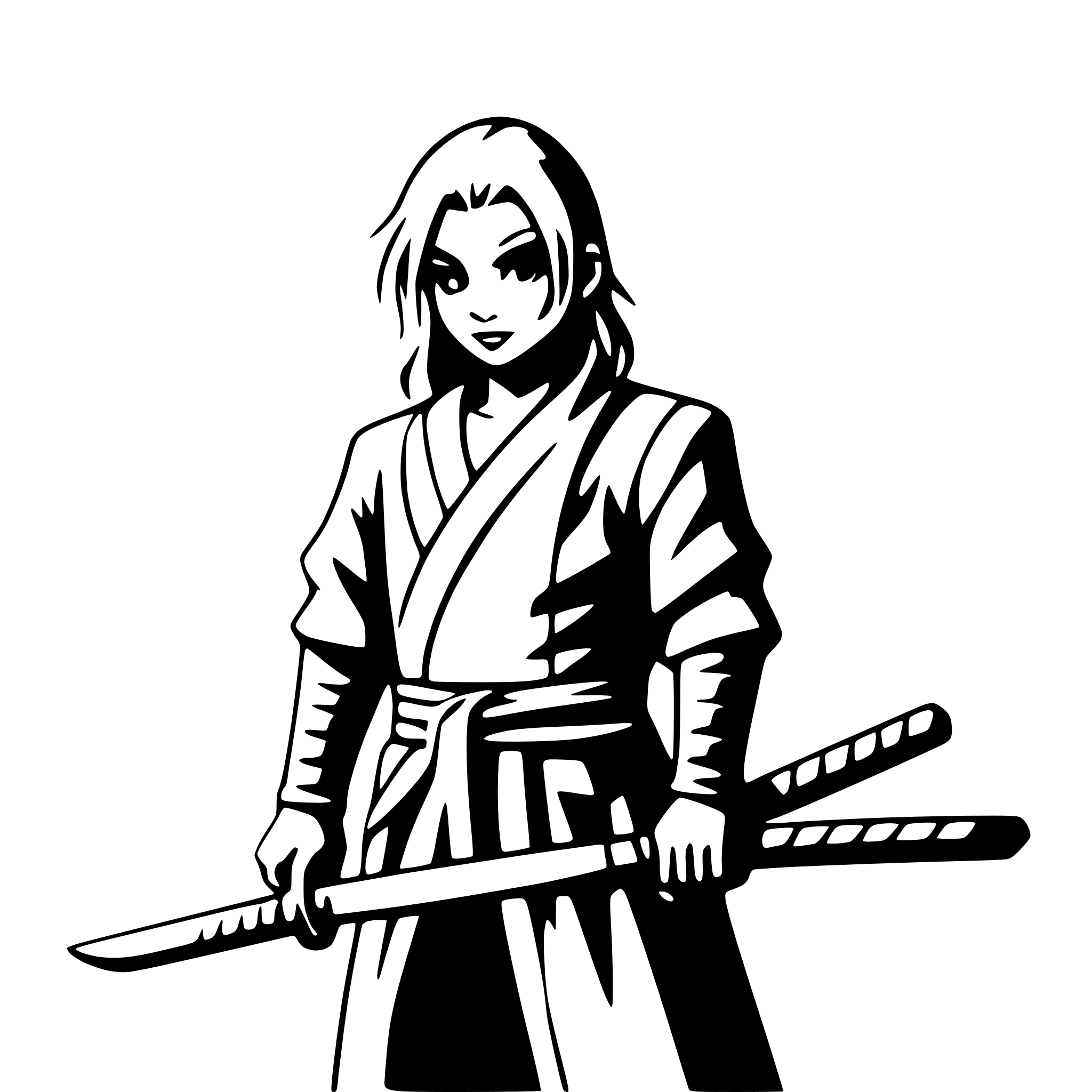 AI-generated SVG of a samurai with dual swords