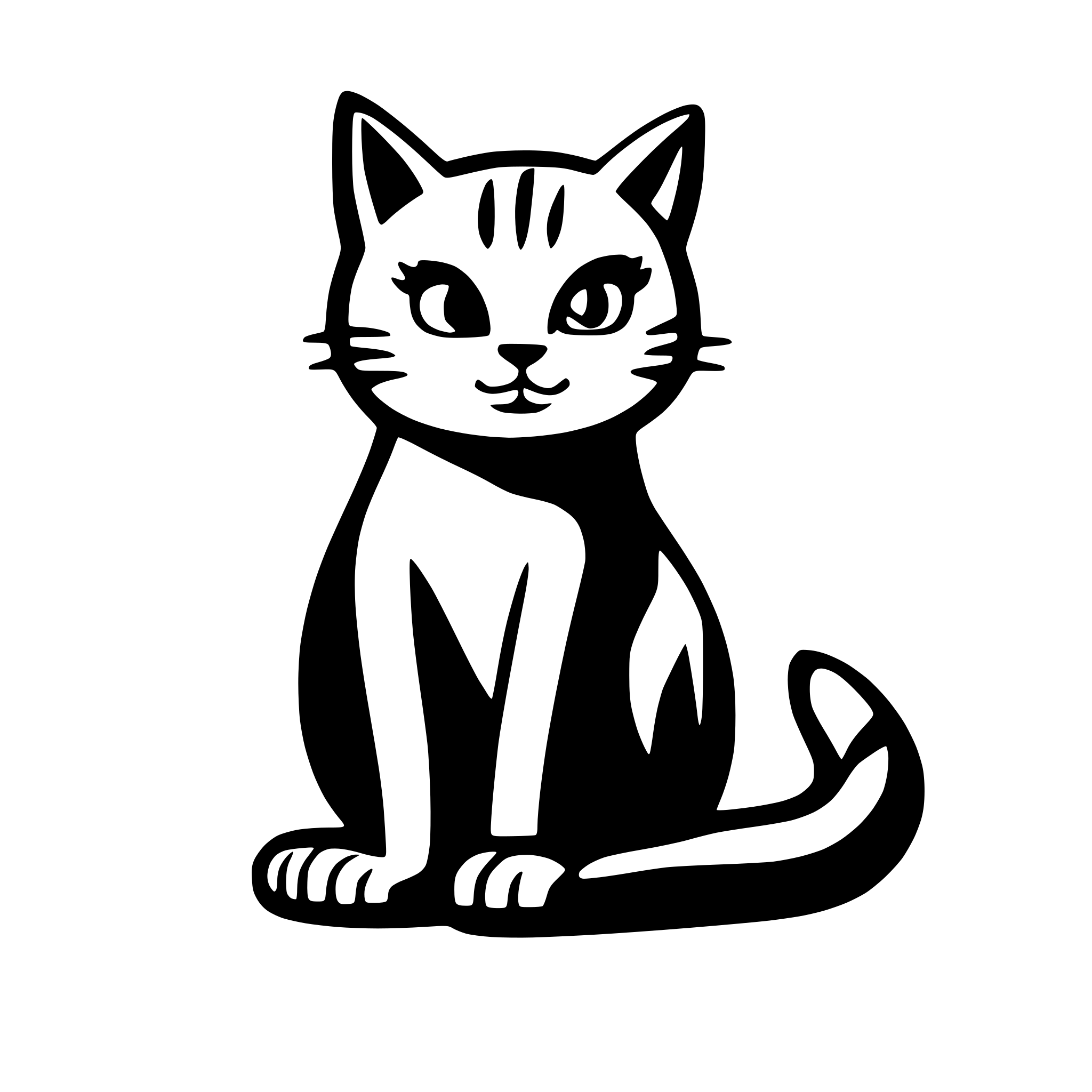 AI-generated SVG of a front facing silluete of a sitting cat with rounded body parts for simplicity