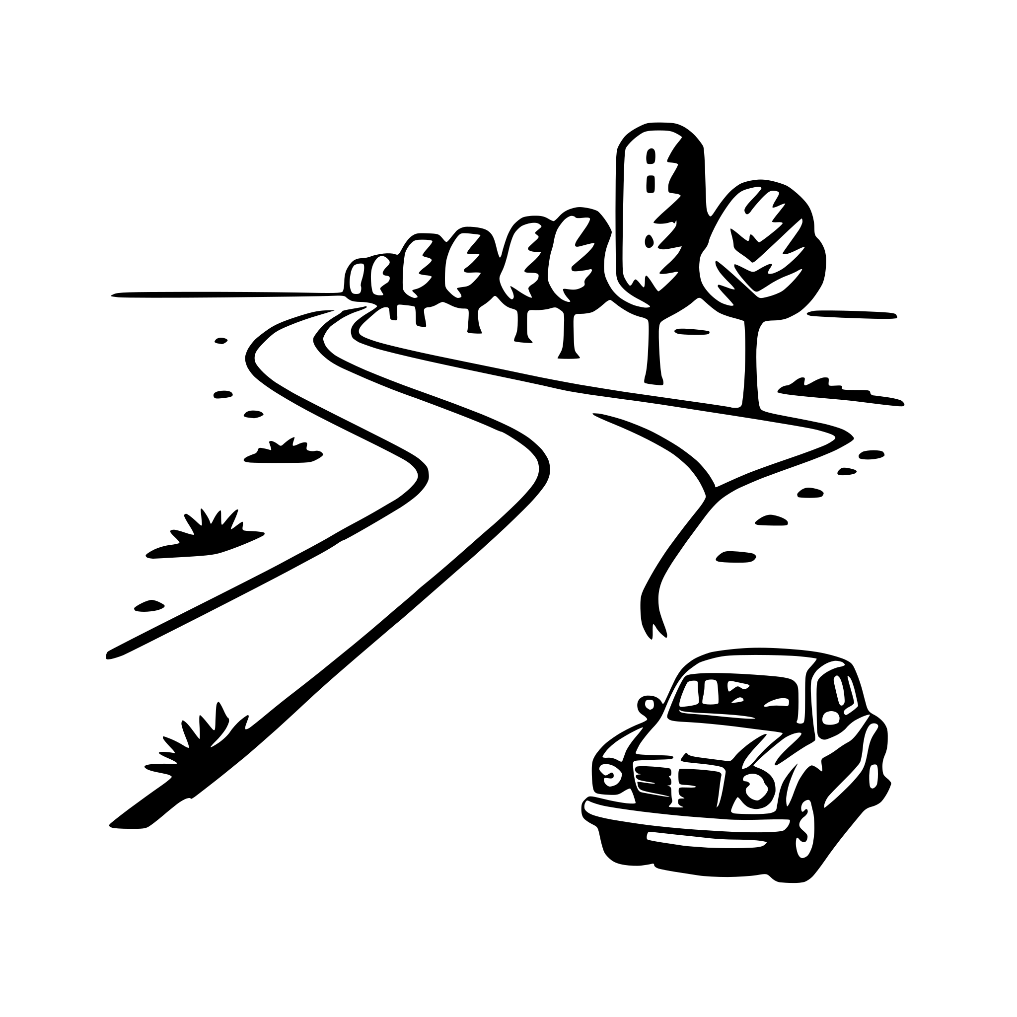 AI-generated SVG of a road trip map