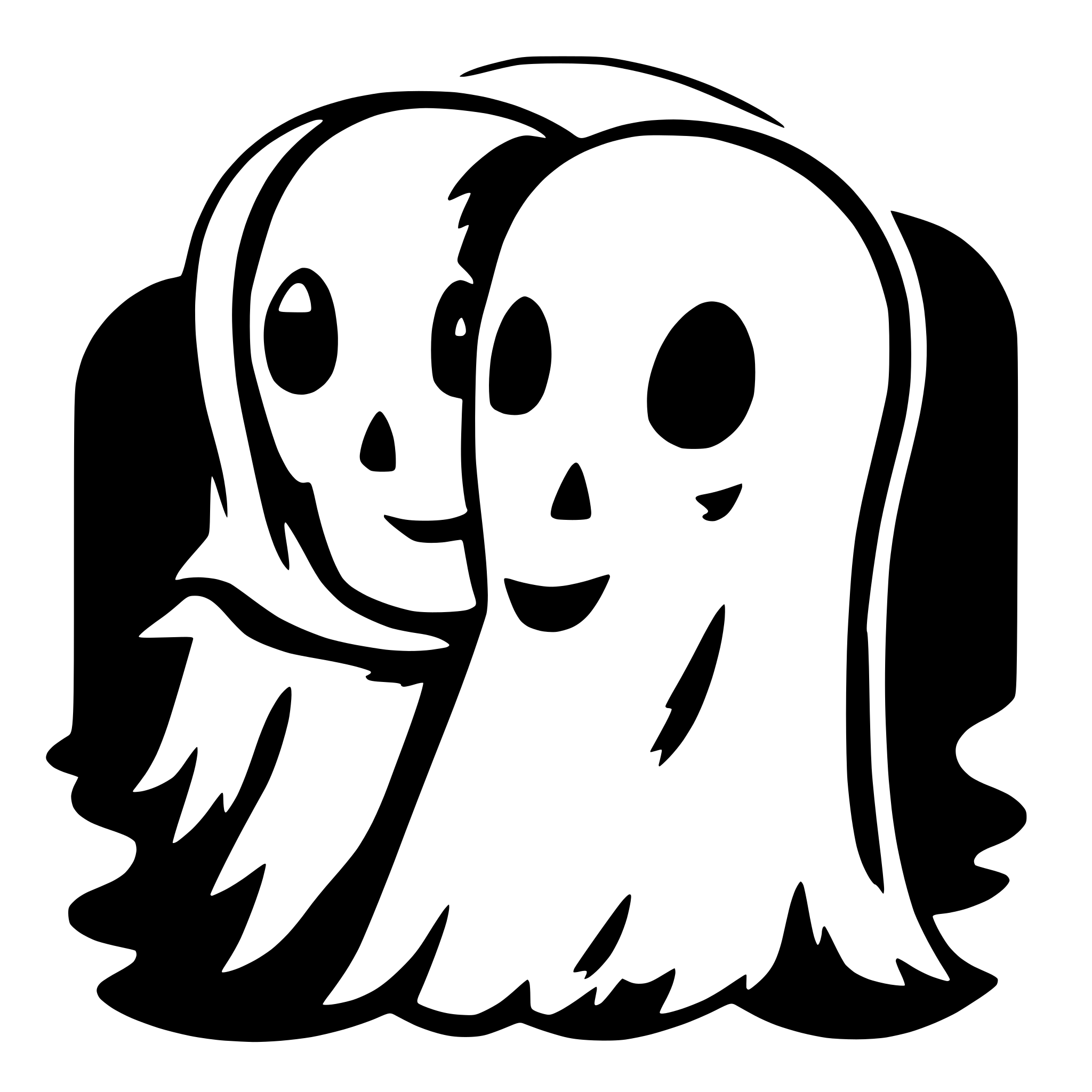 AI-generated SVG of 'two ghosts hugging each other'