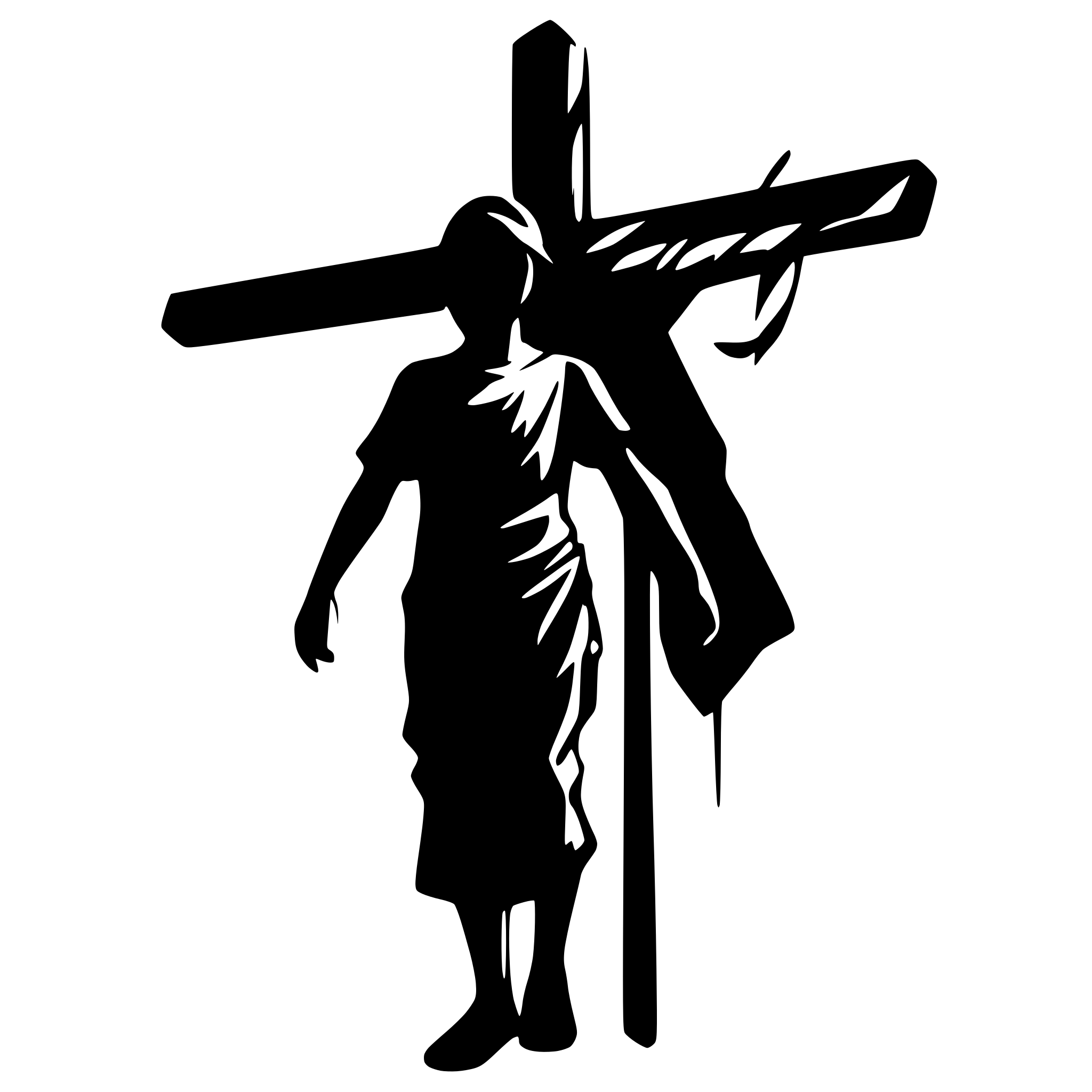 AI-generated SVG of a white background with a black vector graphic of Christ carrying the cross