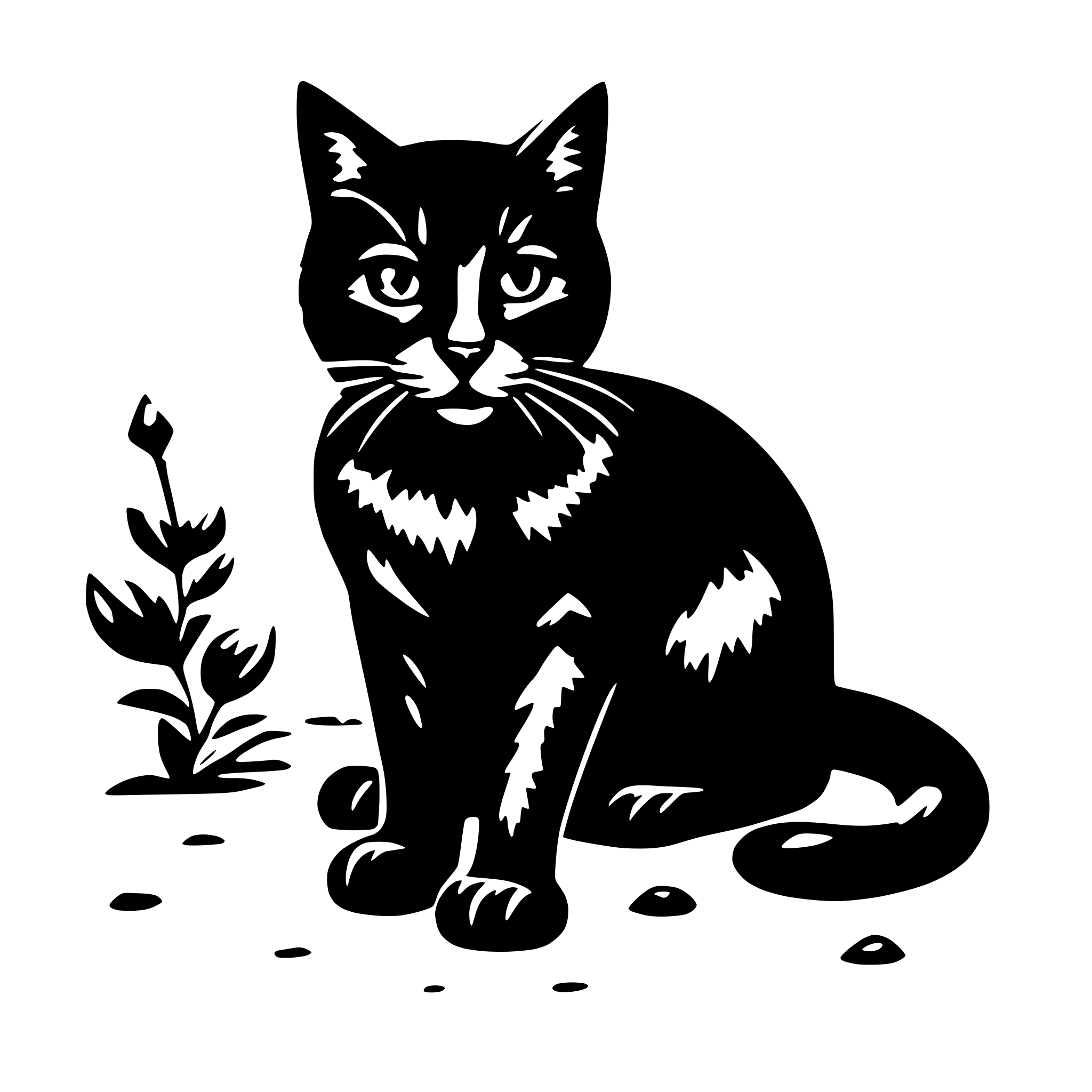 AI-generated SVG of 'schwarze Katze hinter Garnknäuel'