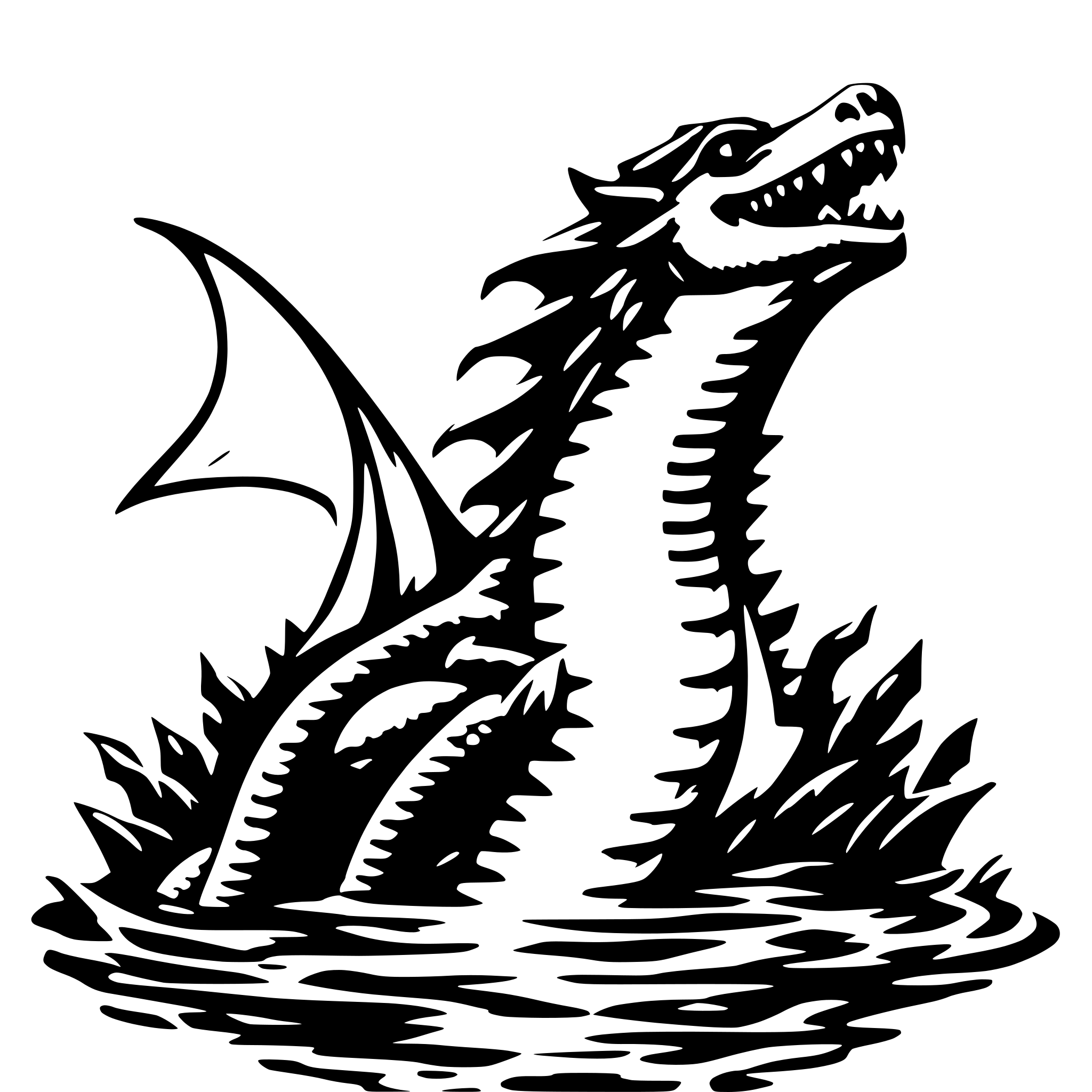 AI-generated SVG of 'A dragon rising out of the water'