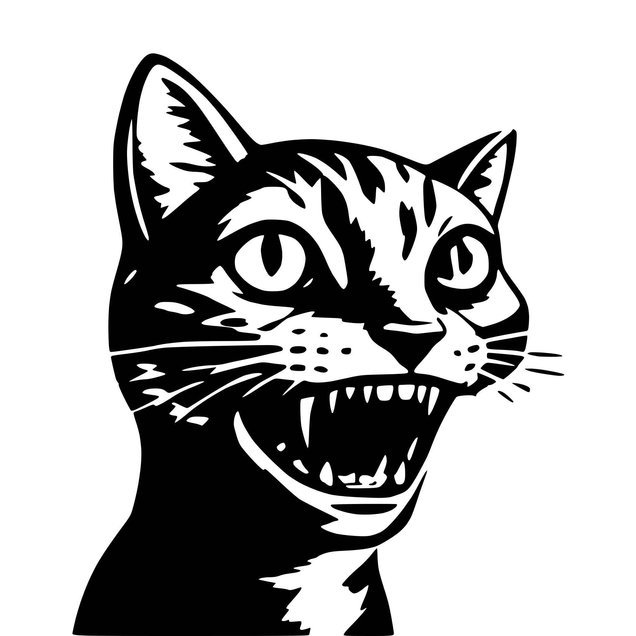 AI-generated SVG of a Cat mouth open in horror style