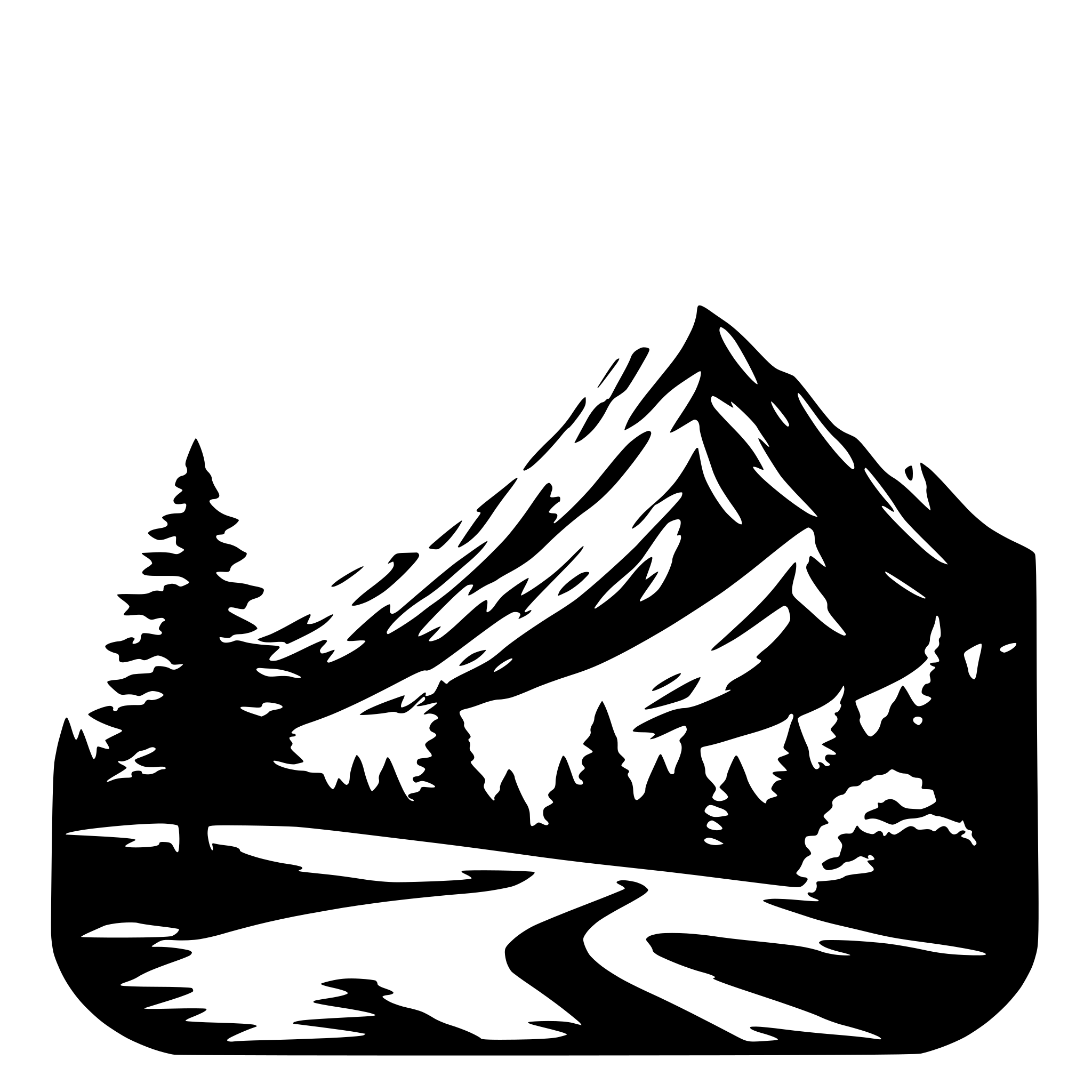 AI-generated SVG of 'bob ross mountain picture'