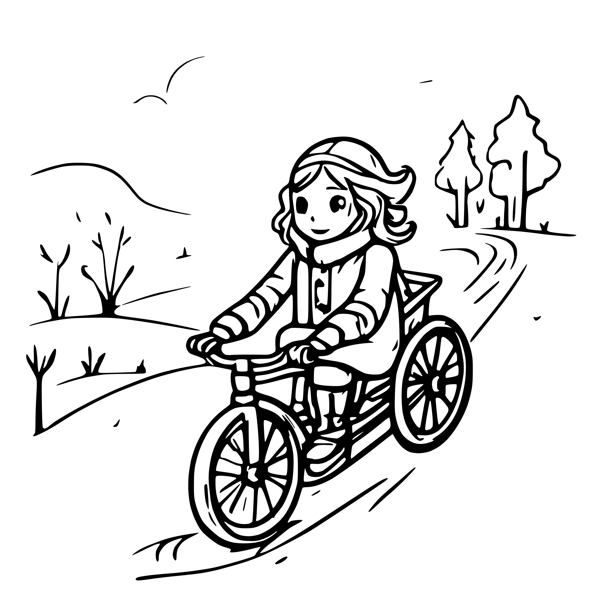 AI-generated SVG of a Children ride down the hill in winter
