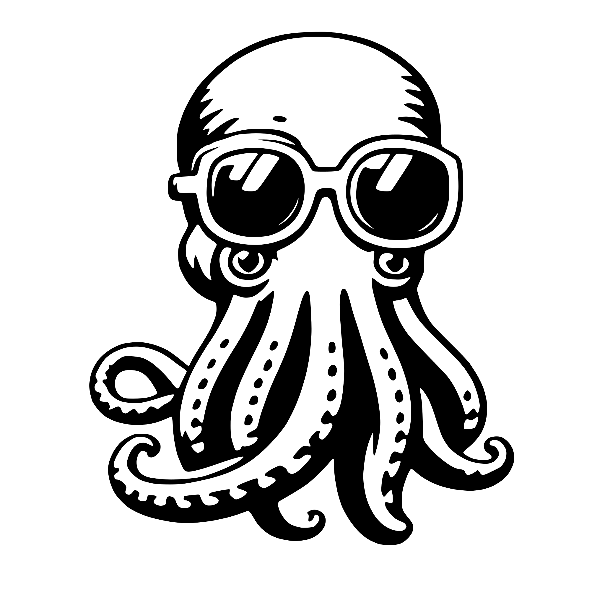 AI-generated SVG of a octopus with sunglasses