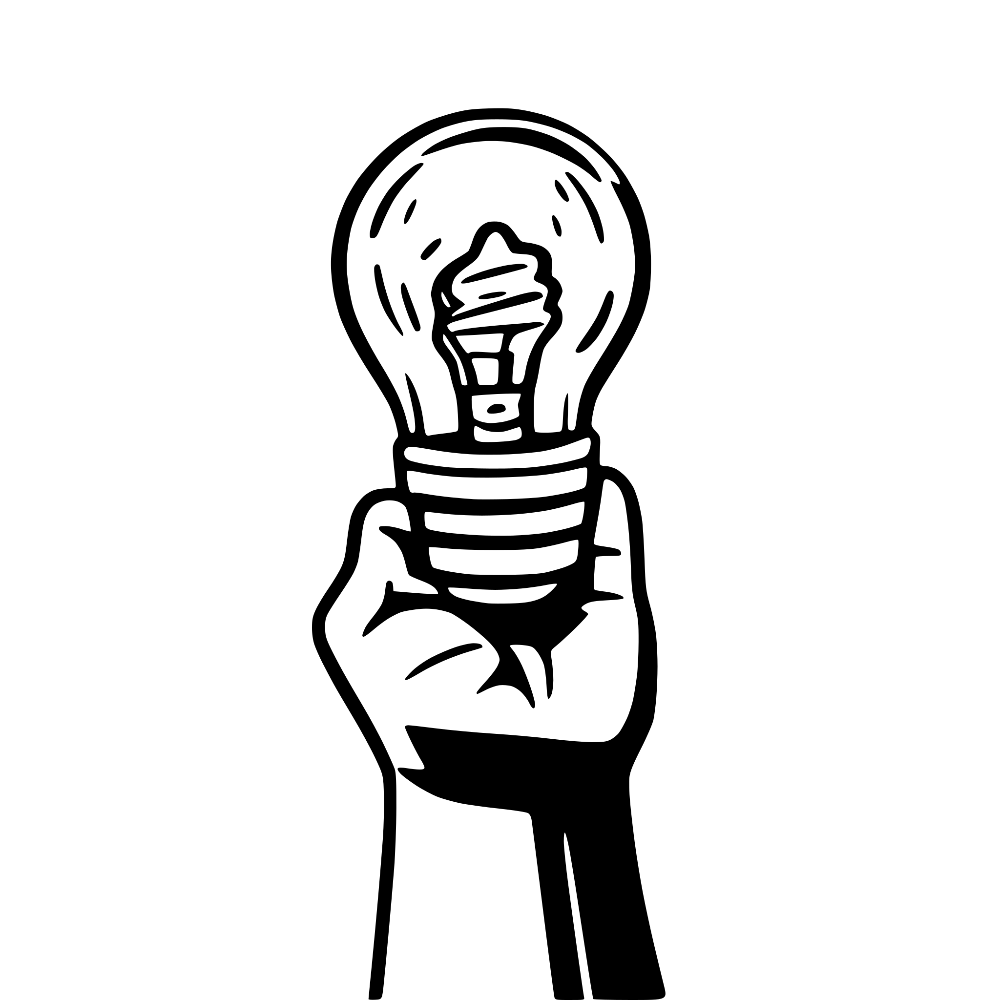 AI-generated SVG of 'hand holding a lit lightbulb'