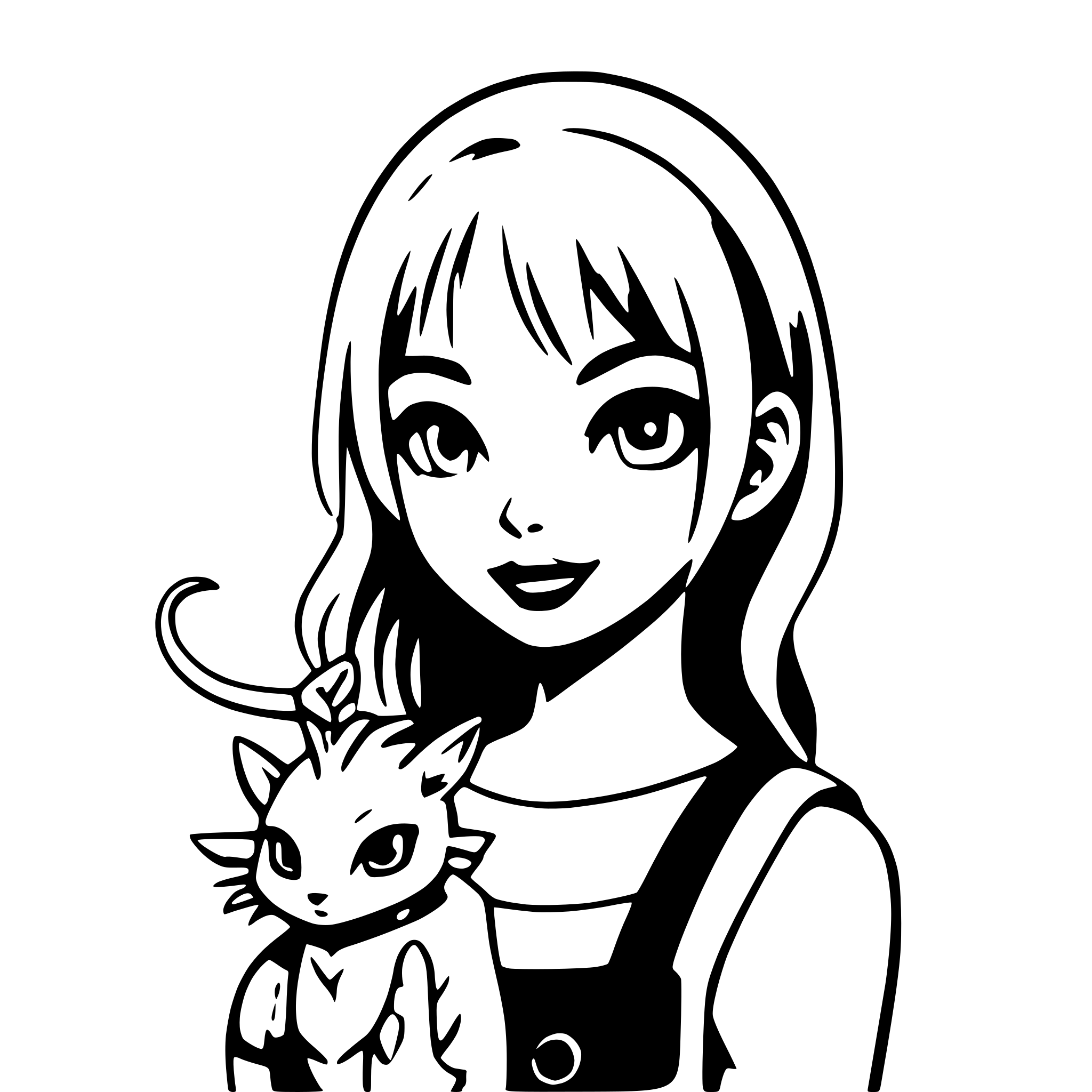 AI-generated SVG of 'girl with pet dragon'