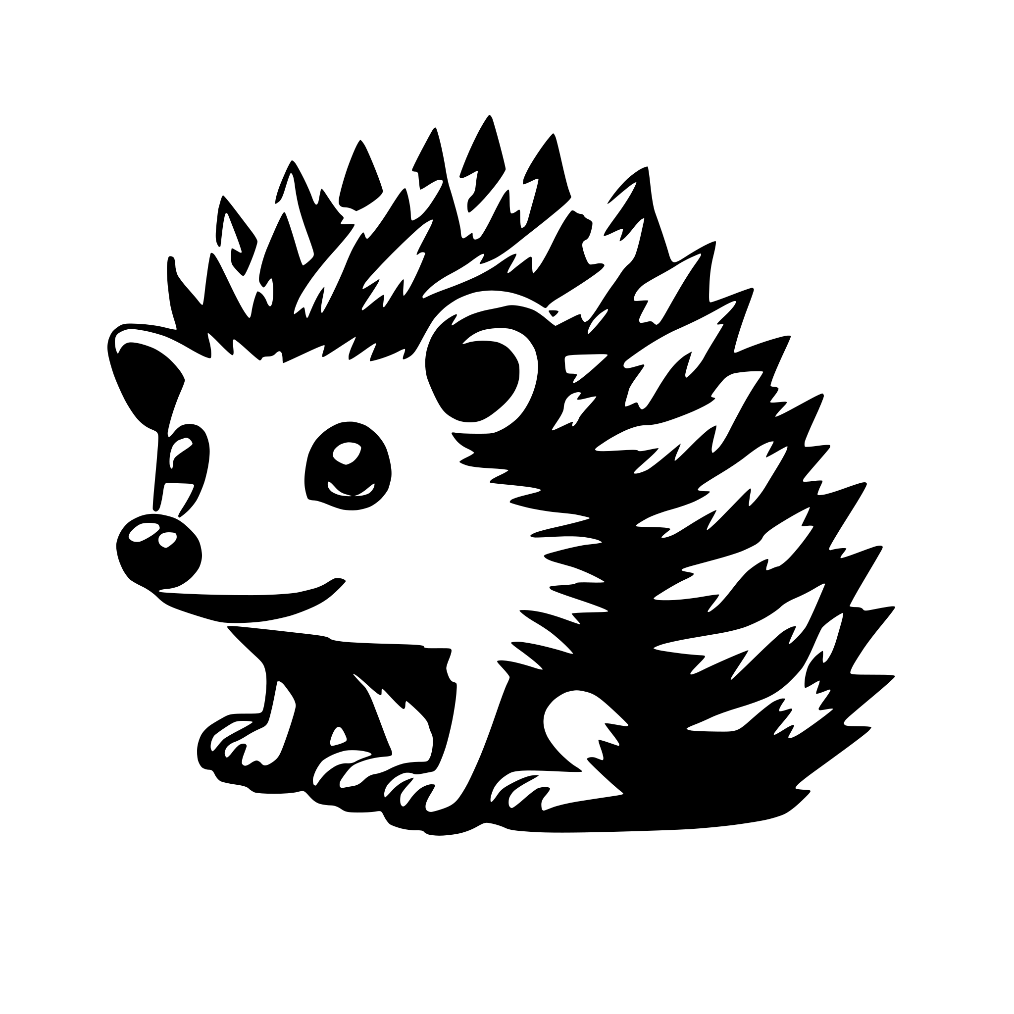 AI-generated SVG of 'hedgehog cute animal displaying spikes'