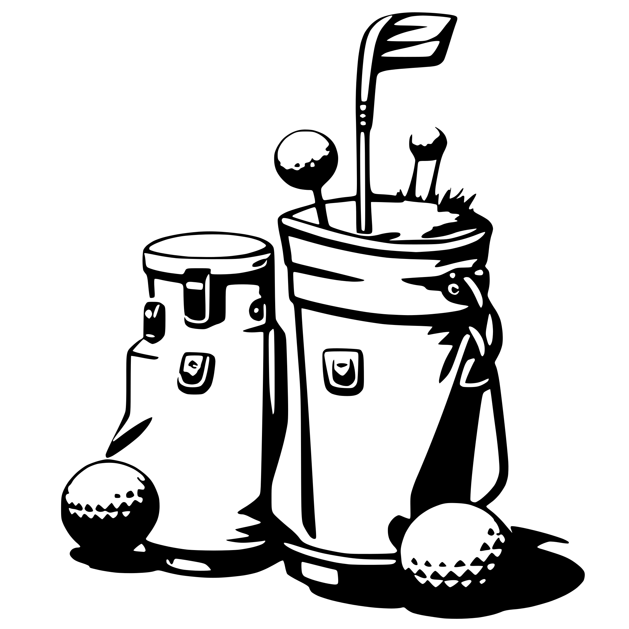 AI-generated SVG of a golf bag with clubs and balls