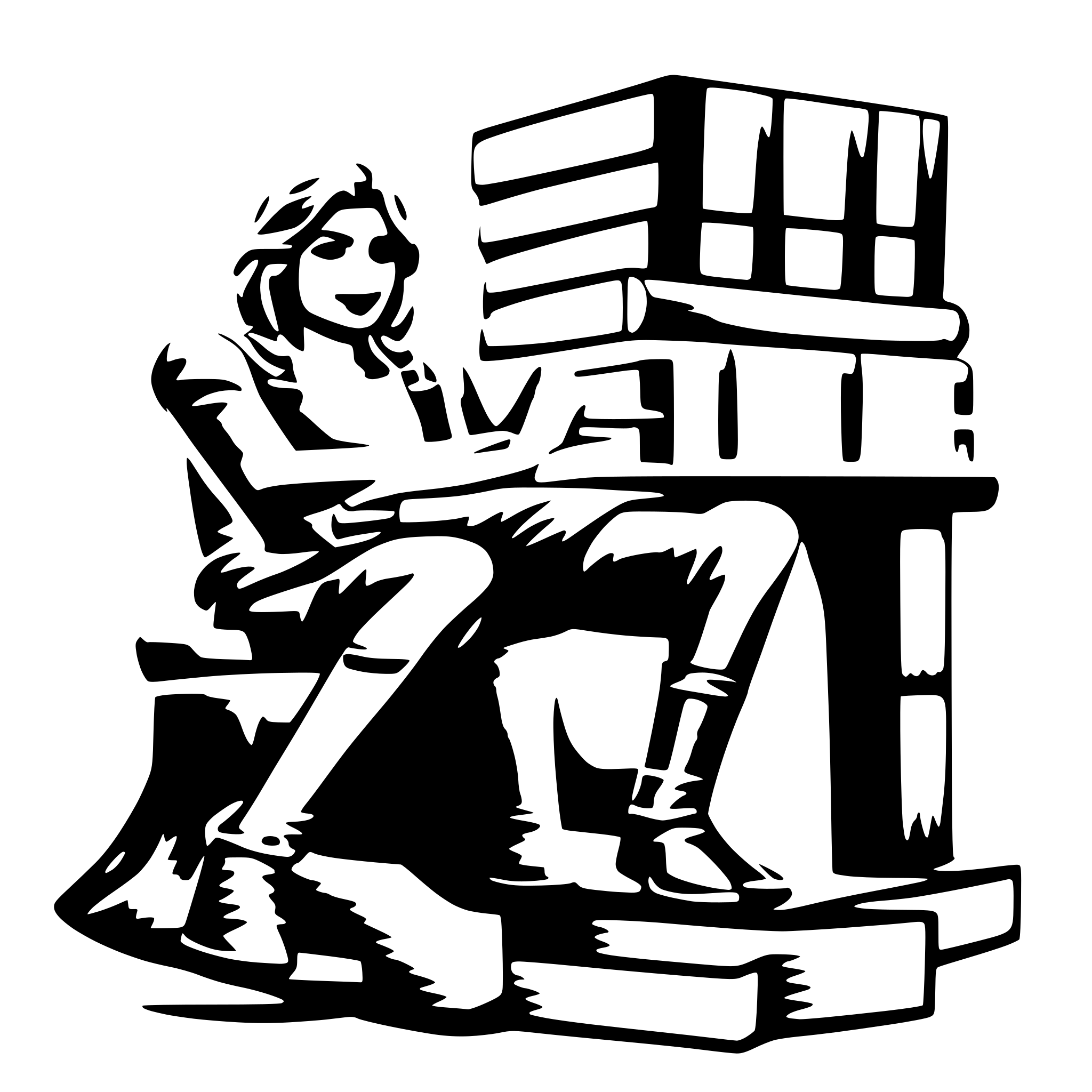 AI-generated SVG of a a mustang featuring a stack of books