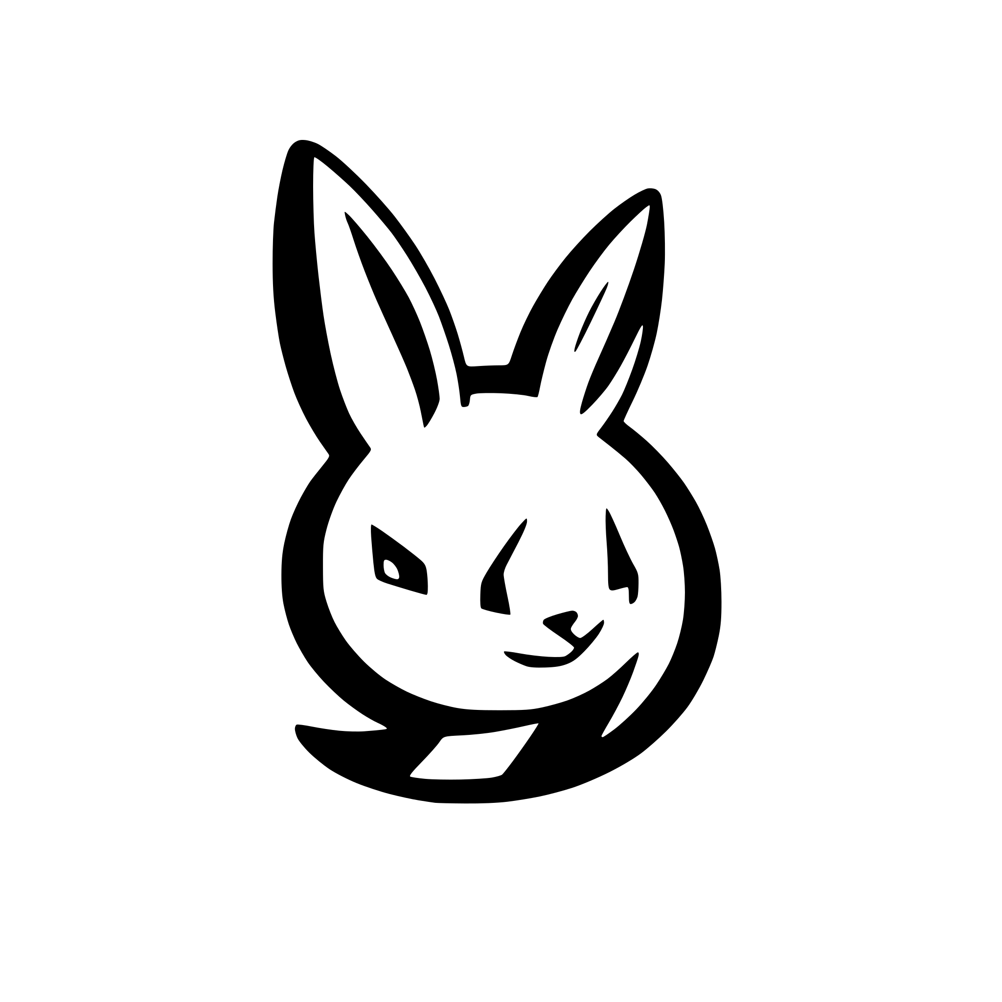 AI-generated SVG of a An abstract outline of the profile of a bunny
