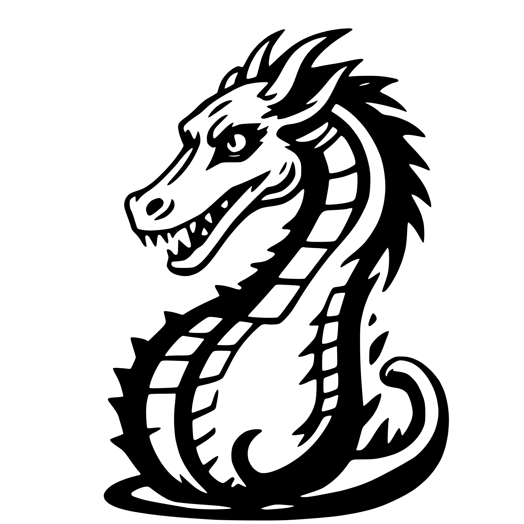 AI-generated SVG of a dragon with flame