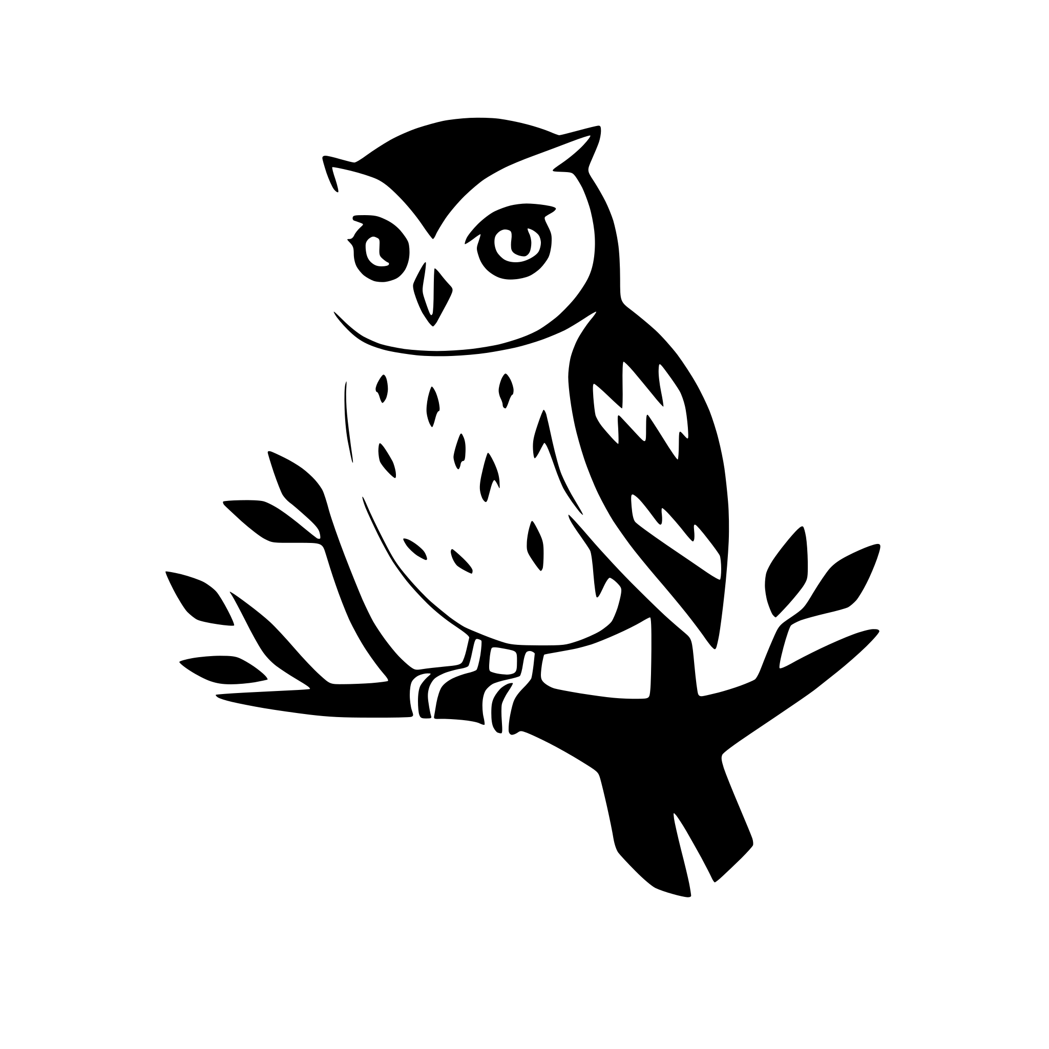 AI-generated SVG of 'owl sitting on a branch'