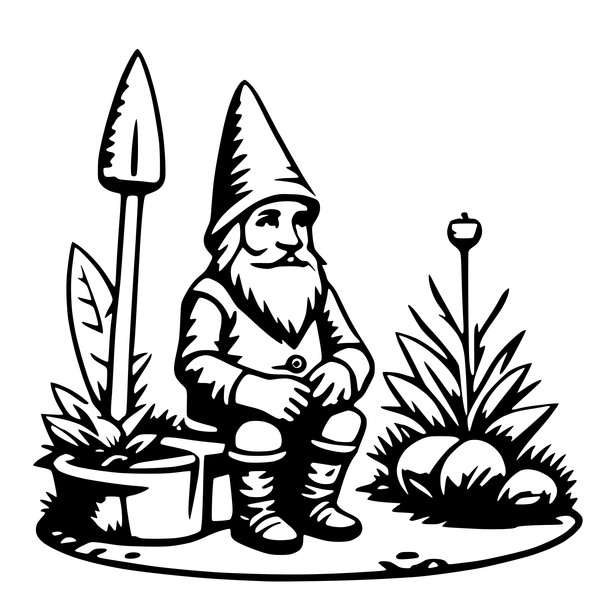 AI-generated SVG of 'garden with gnome'