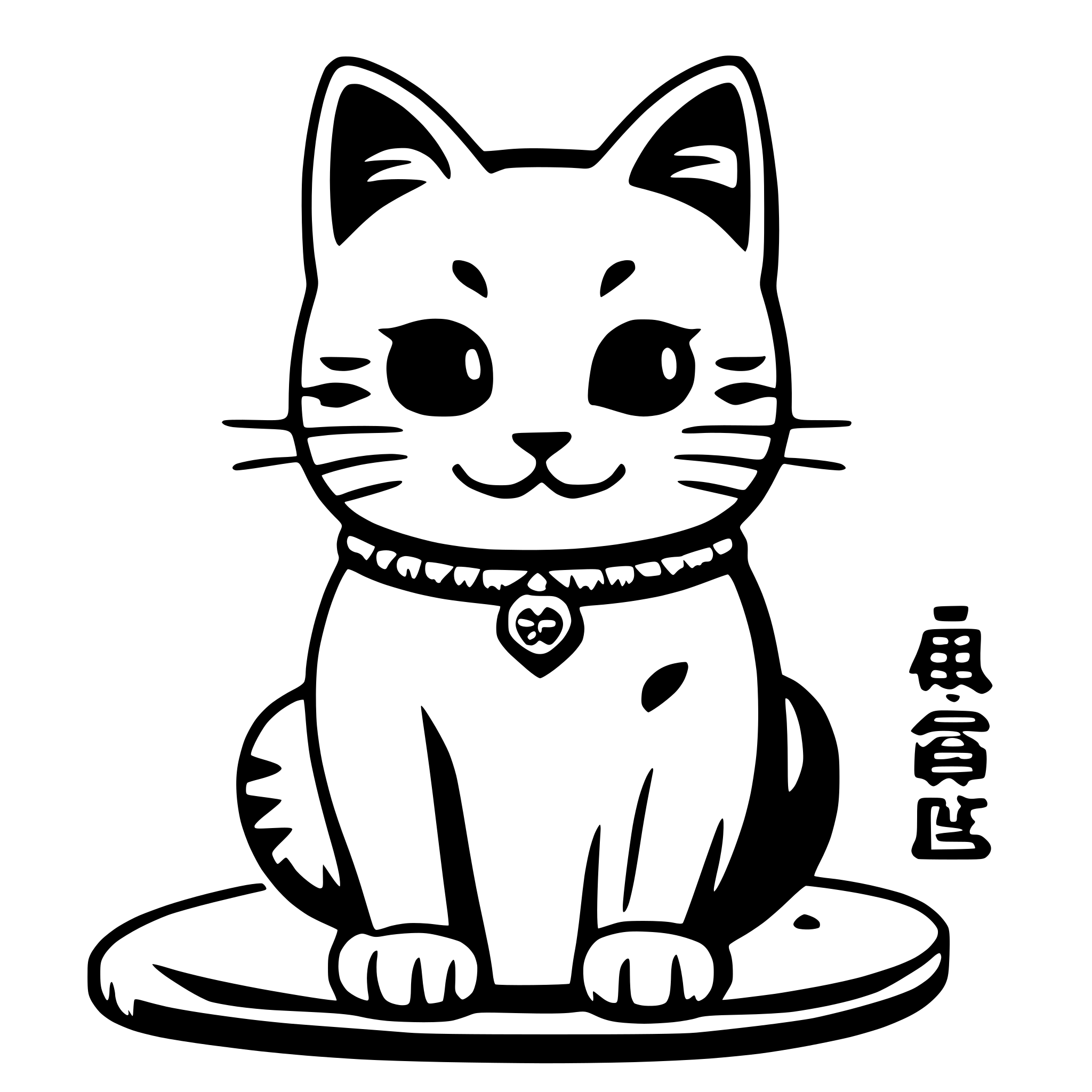 AI-generated SVG of 'kawaii maneki neko lineart'