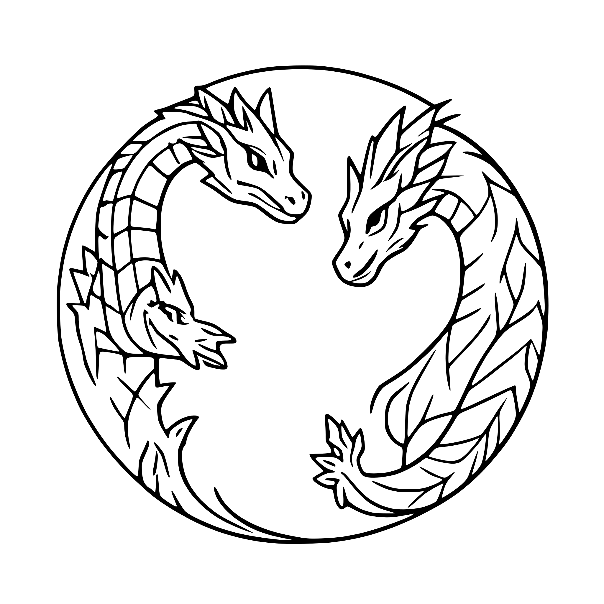 AI-generated SVG of 'yin and yang with dragons'