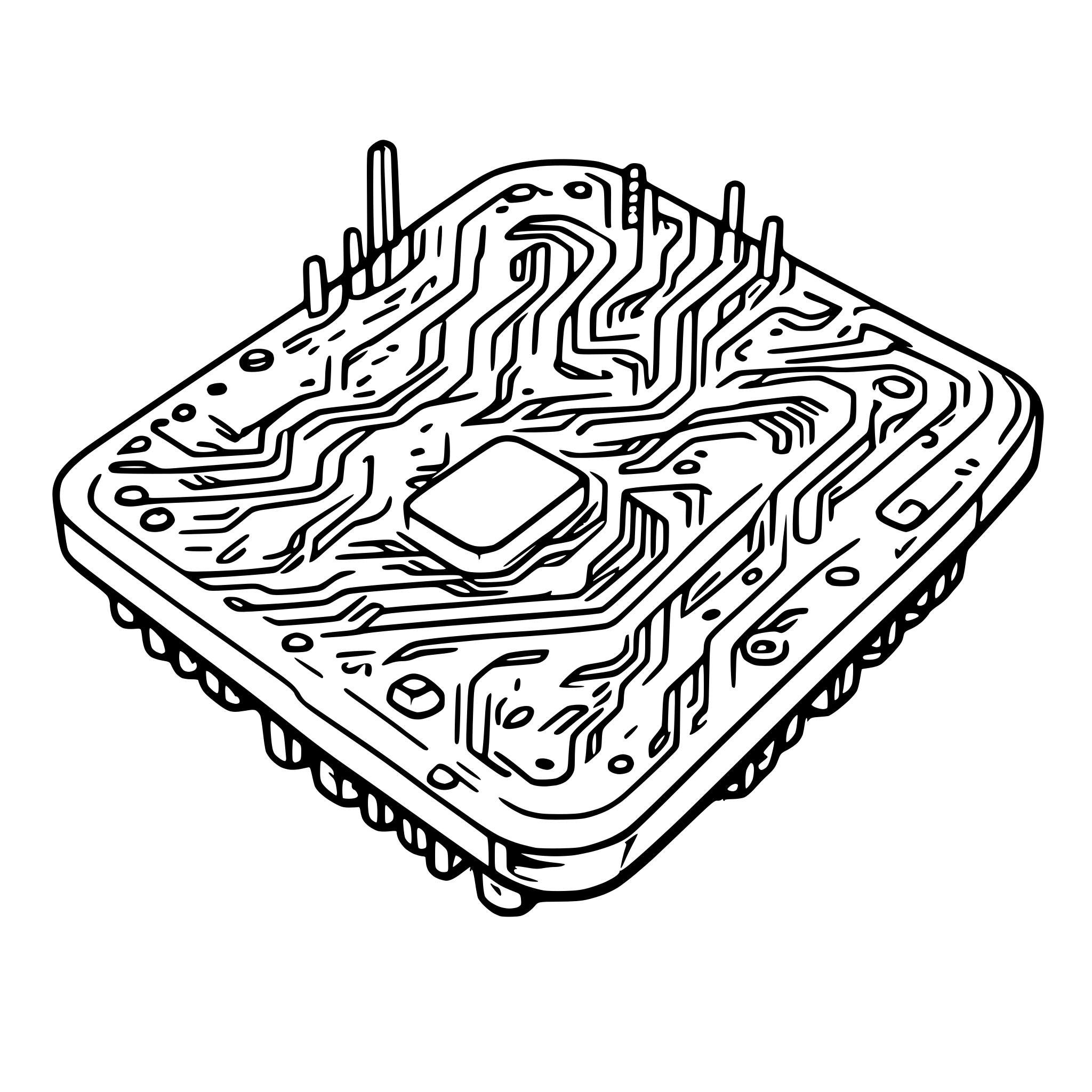 AI-generated SVG of a intricate rectangular microchip circuit