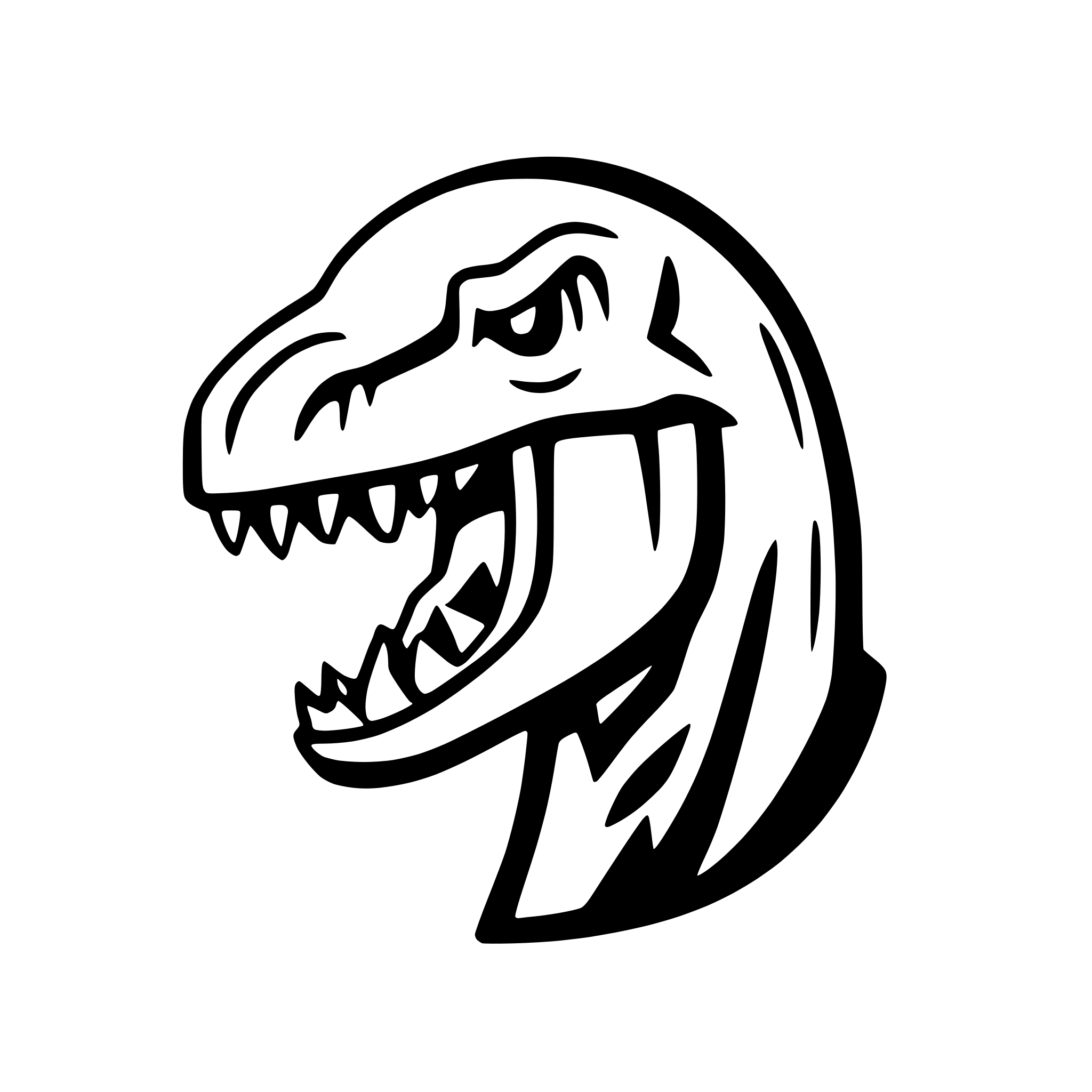 AI-generated SVG of a angry tyrannosaurus rex head, profile view, big teeth