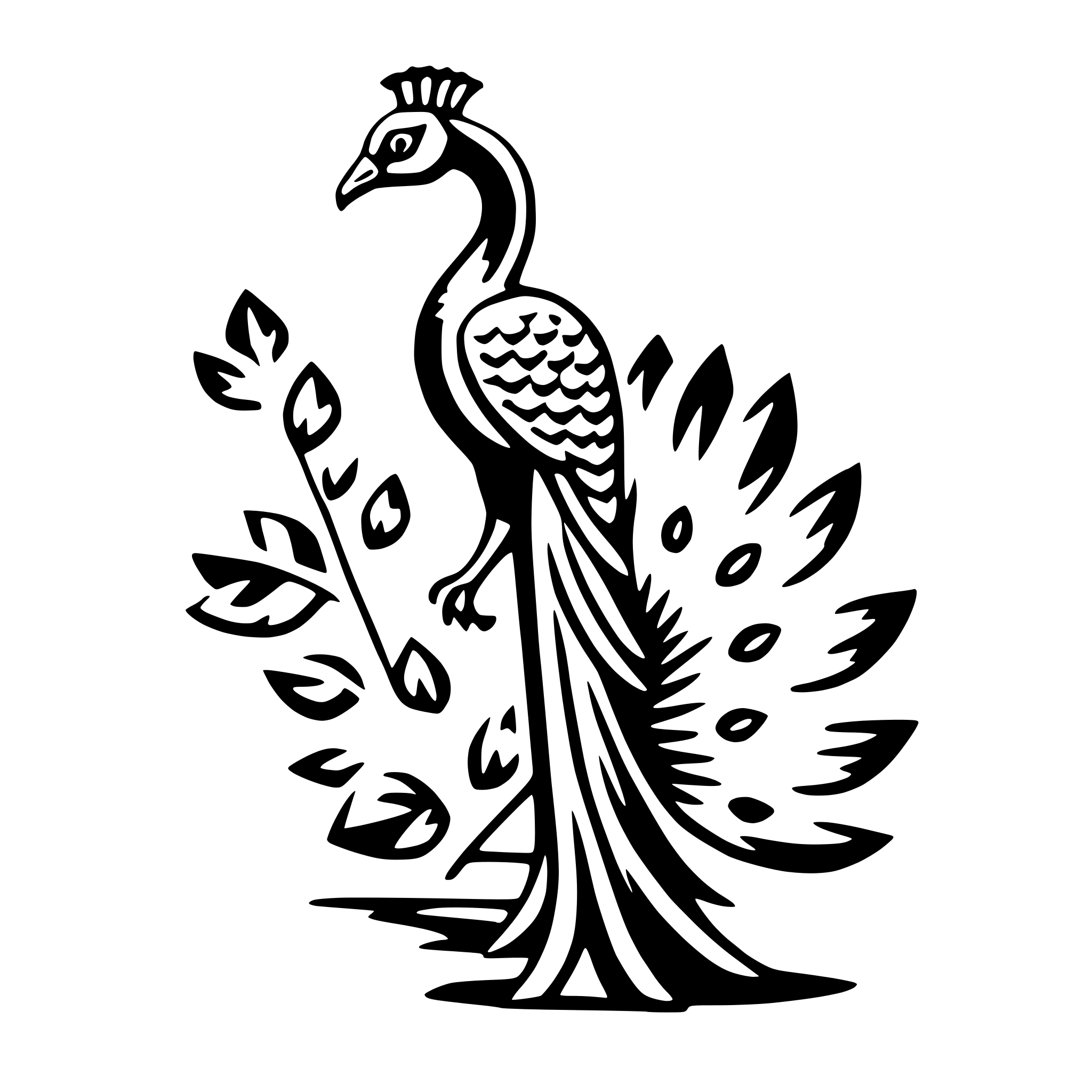 AI-generated SVG of a peacock with fan