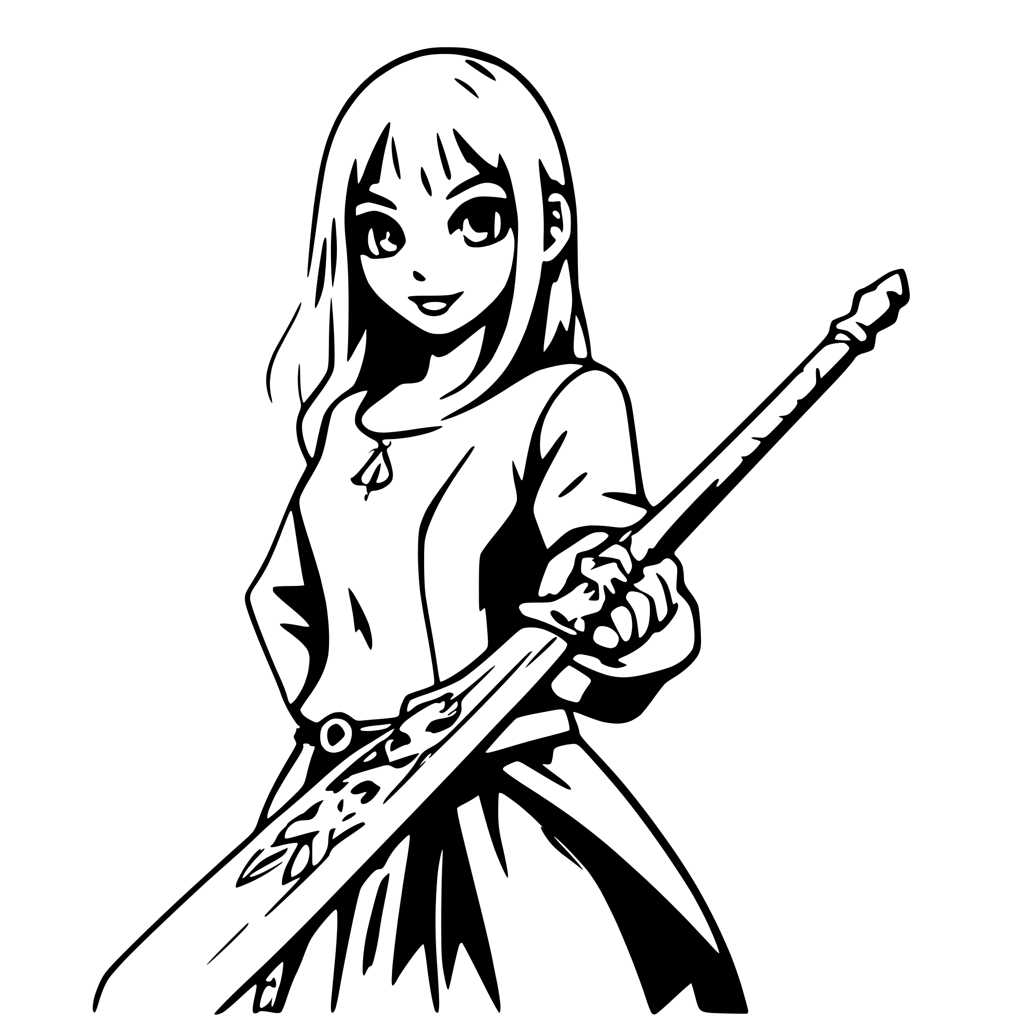 AI-generated SVG of 'girl with enchanted sword'